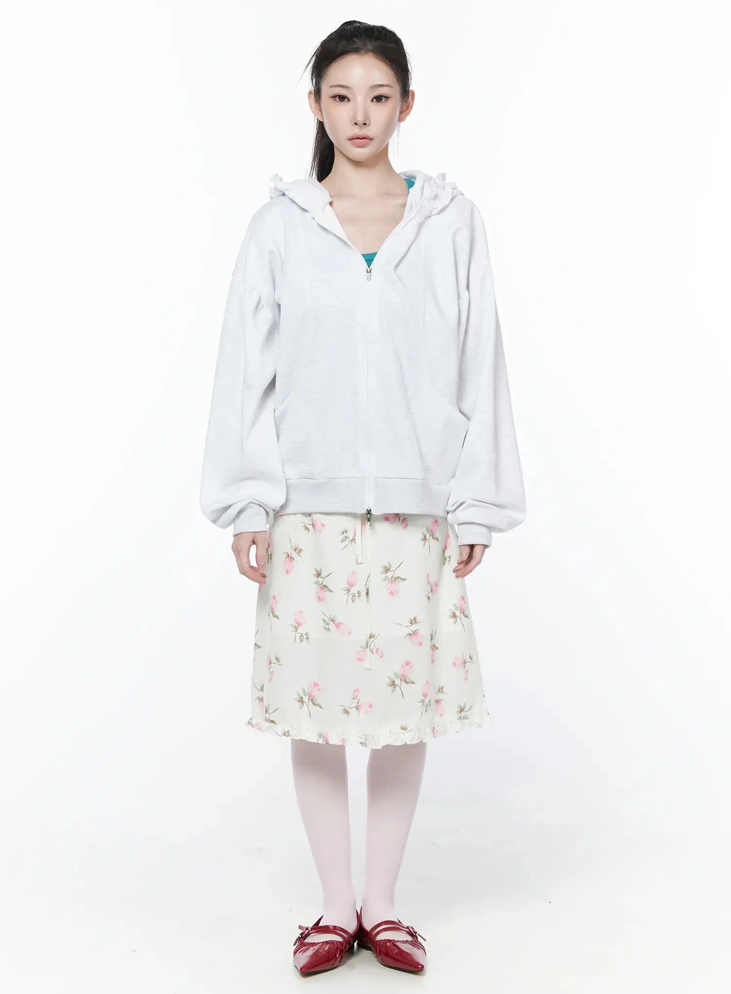 Frilled Zip-Up Hoodie IY515 - Image 11
