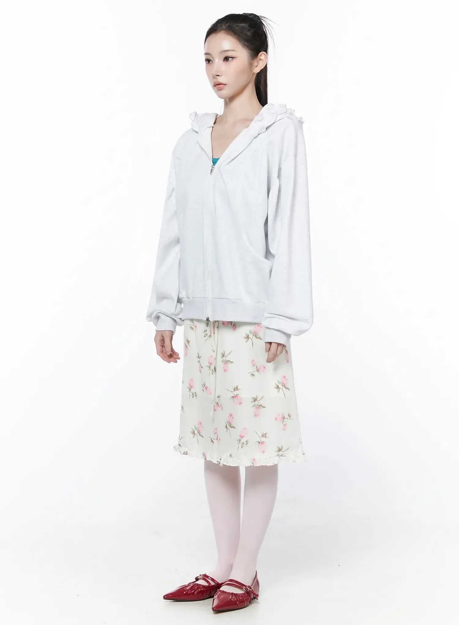 Frilled Zip-Up Hoodie IY515 - Image 12