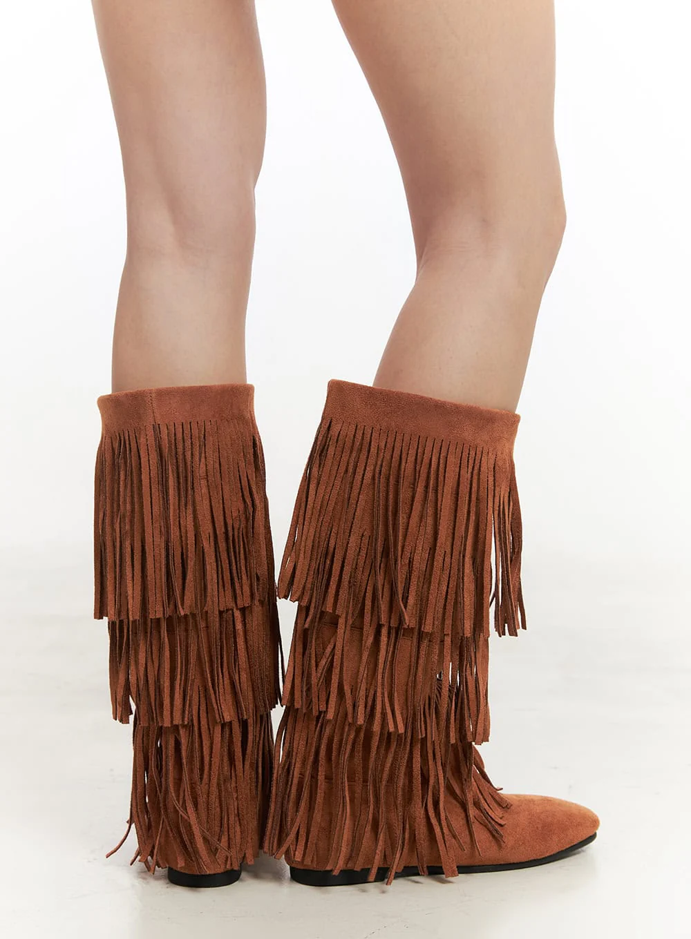 Fringe Faux-Leather Long Boots CF513 - Image 6
