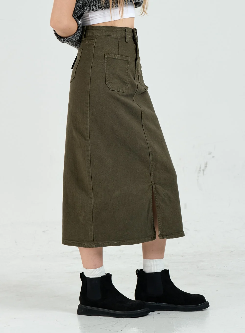 Front Pocket H-Line Long Skirt CO14 - Image 9