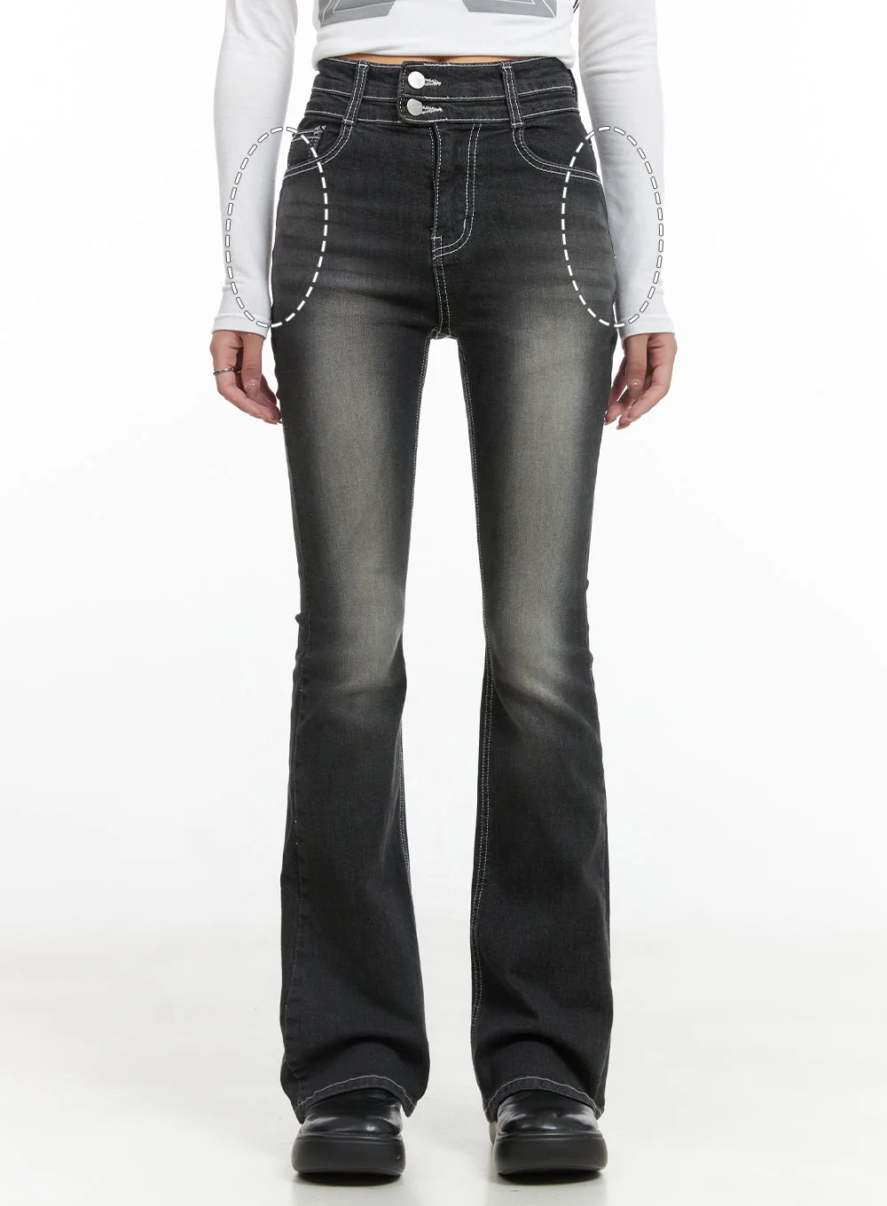 Gigi Two-Button Slim Bootcut Jeans CG421 - Image 6