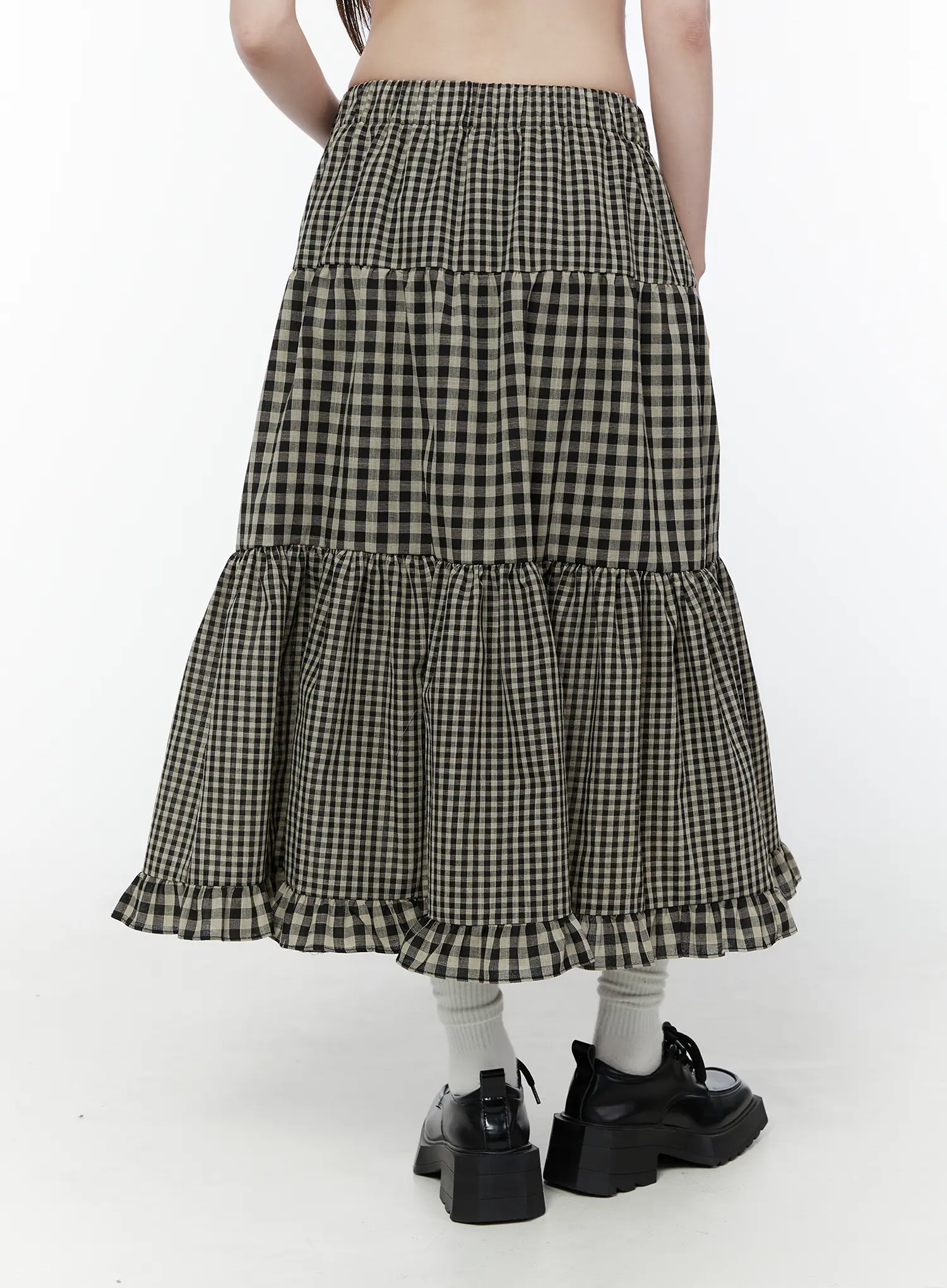 Gingaham Ruffle Midi Skirt CU505 - Image 6