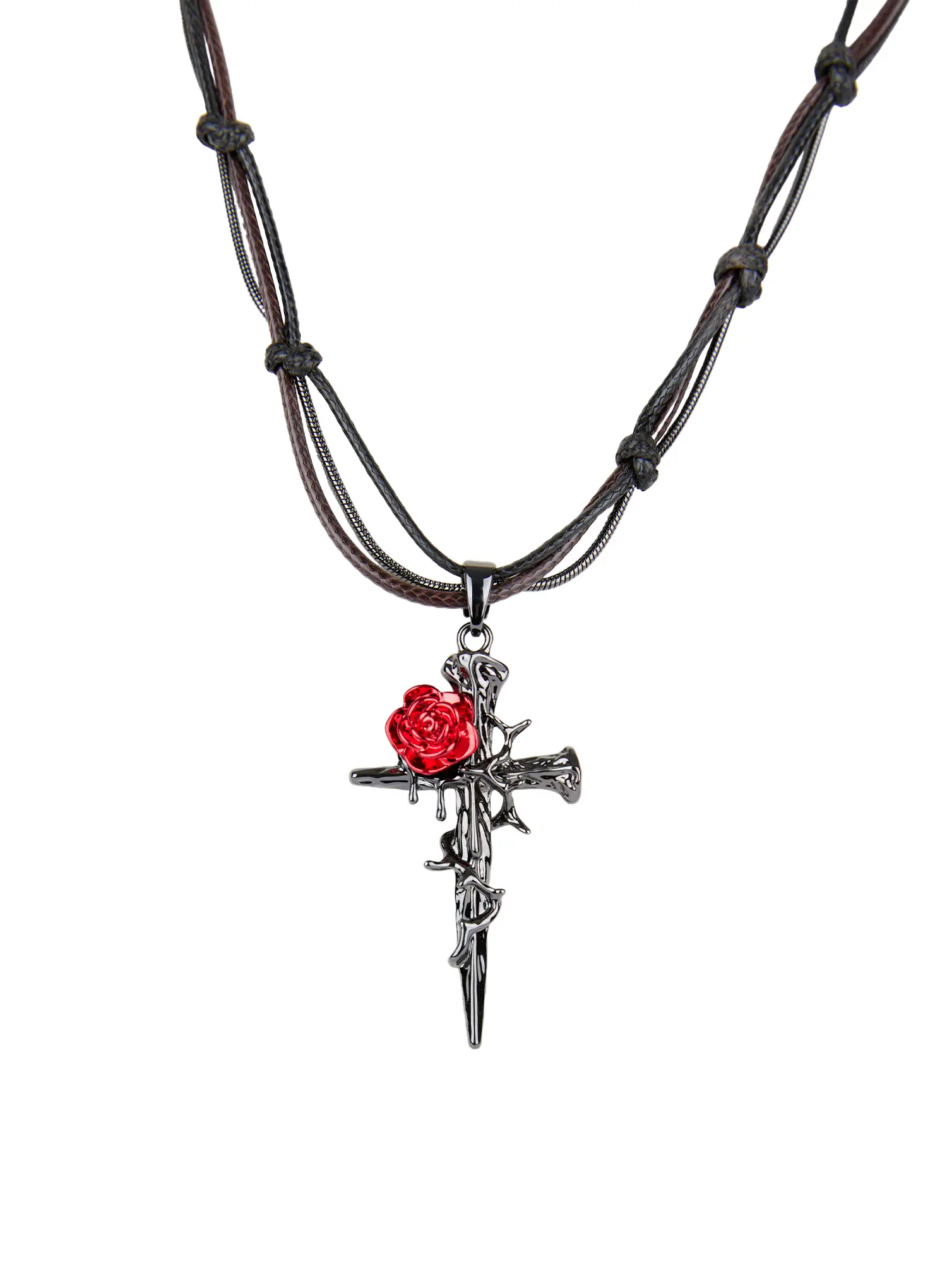 Gothic Cross Pendant Layered Necklace CN527 - Image 4
