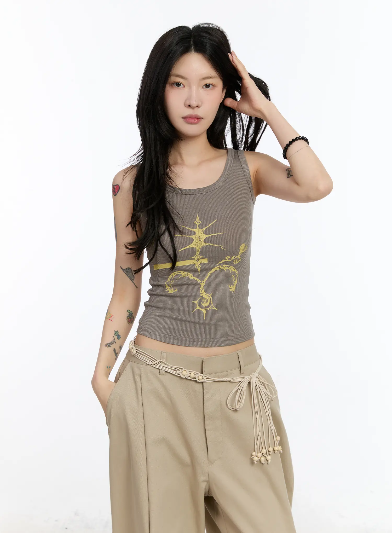 Gothic Print Ribbed Tank CA506 - Image 6