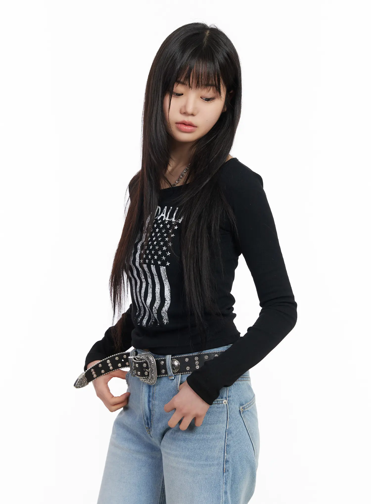 Graphic Flag Print Long Sleeve Top CM512 - Image 9