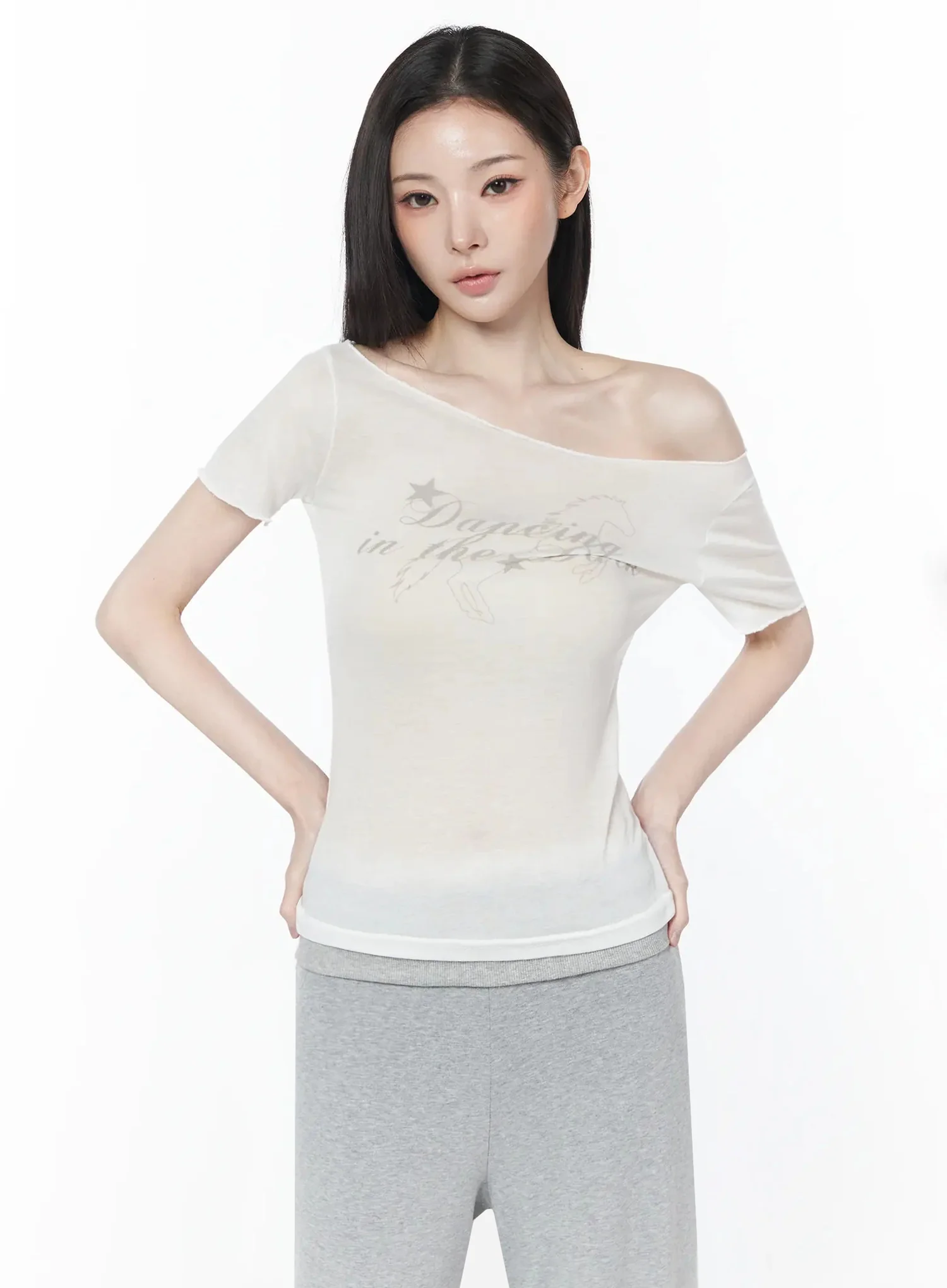 Graphic Off-Shoulder Top IU512 - Image 11