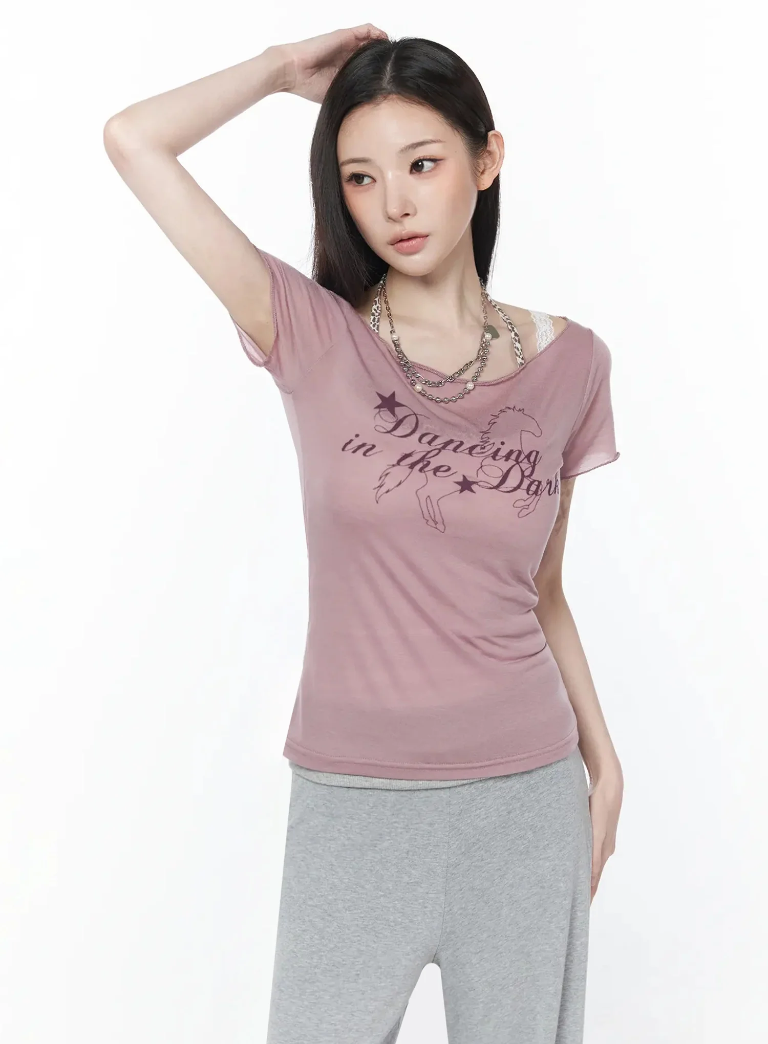 Graphic Off-Shoulder Top IU512 - Image 7