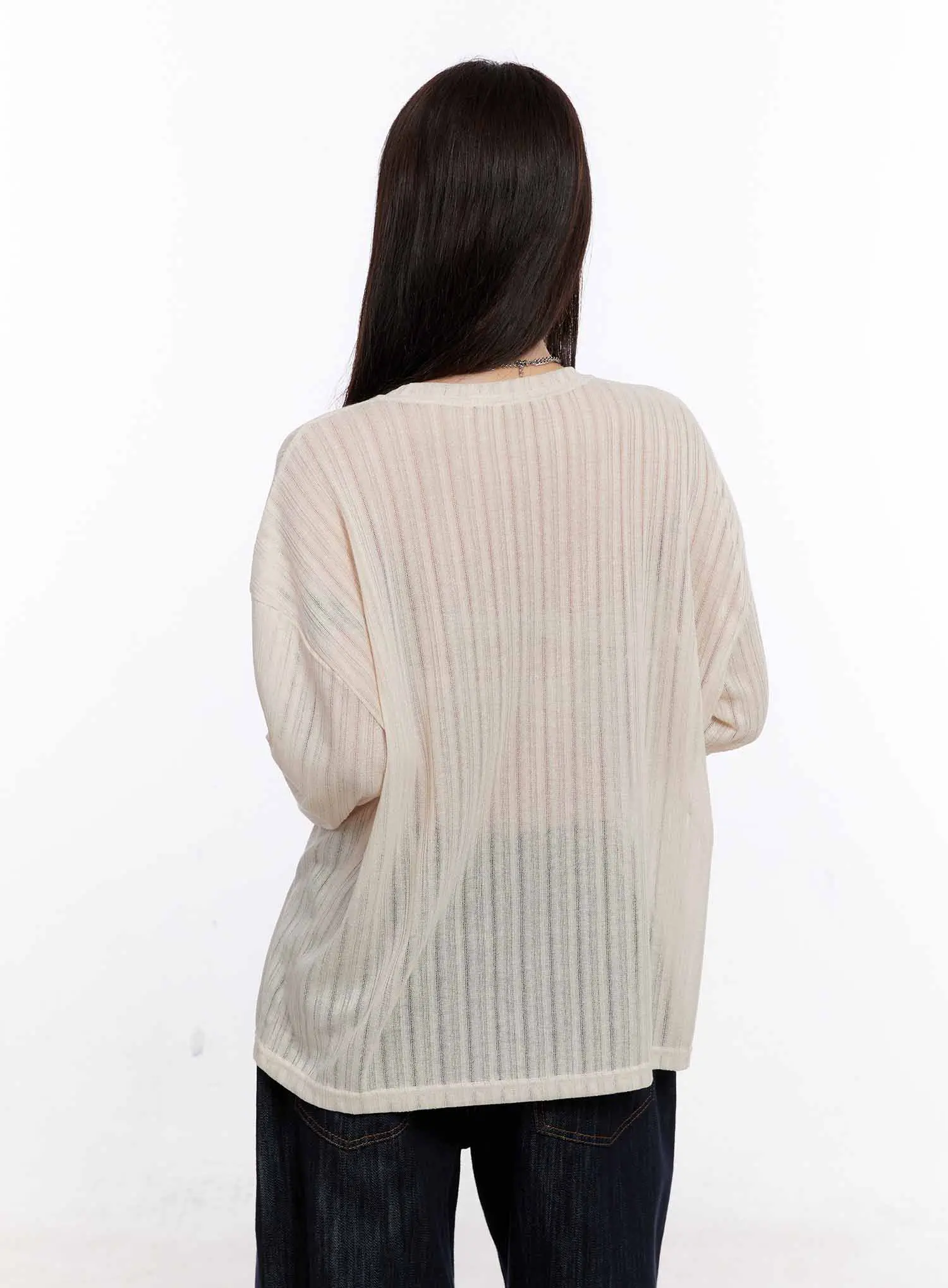 Graphic Oversized Sheer Long Sleeve Top CS530 - Image 7