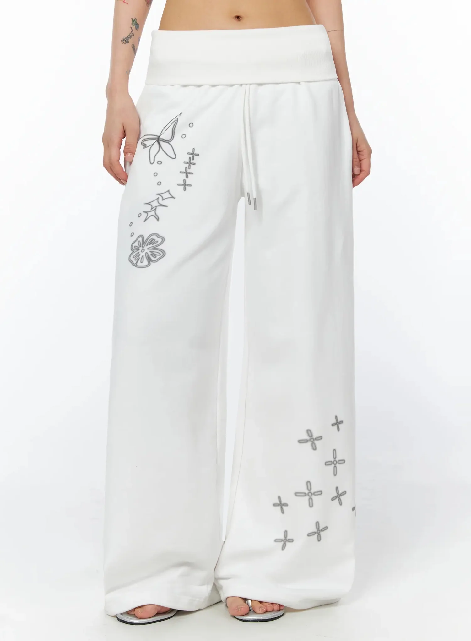 Graphic Print Wide-Leg Sweatpants IU508 - Image 9