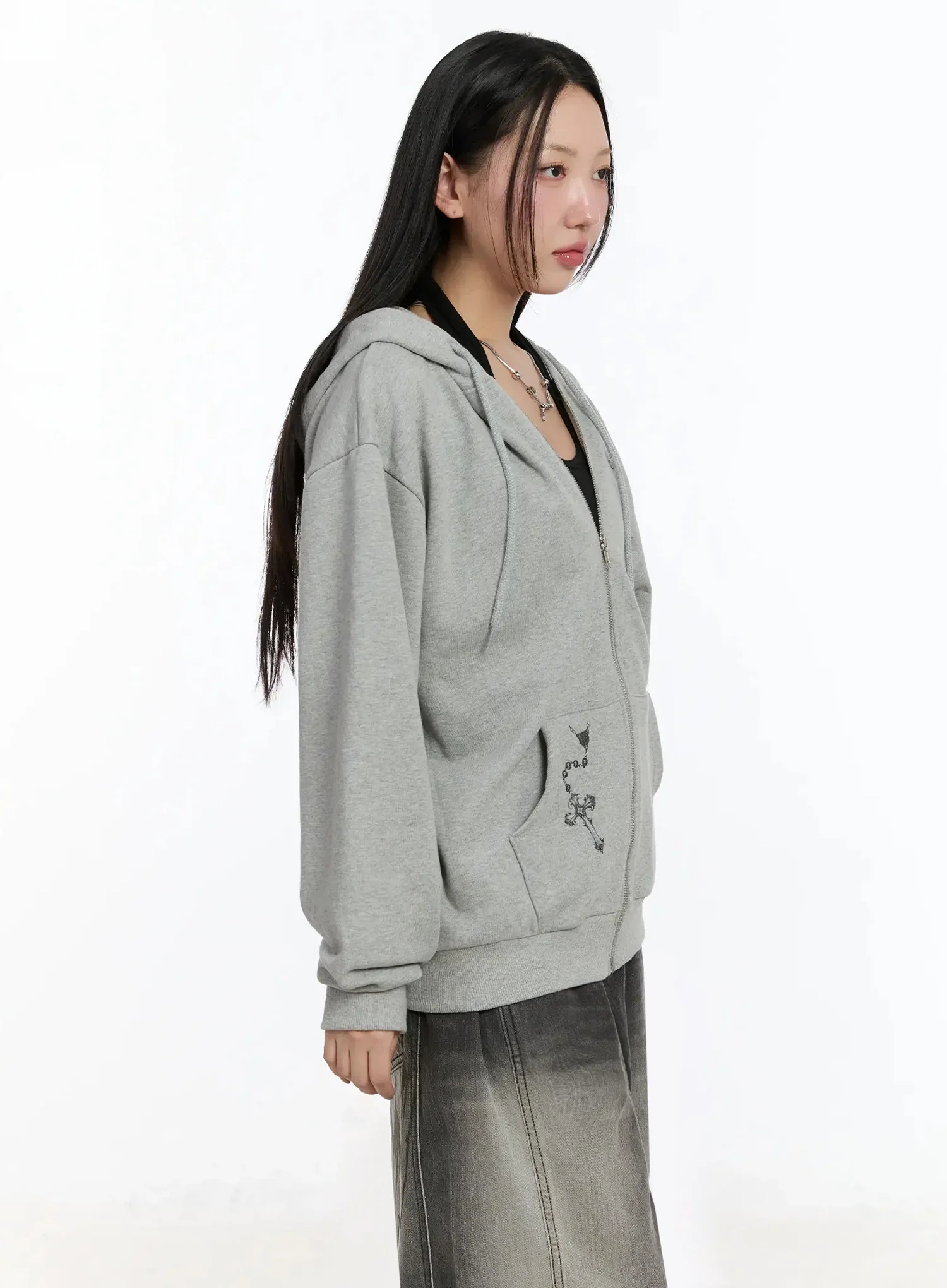 Graphic Print Zip-Up Hoodie IM509 - Image 9
