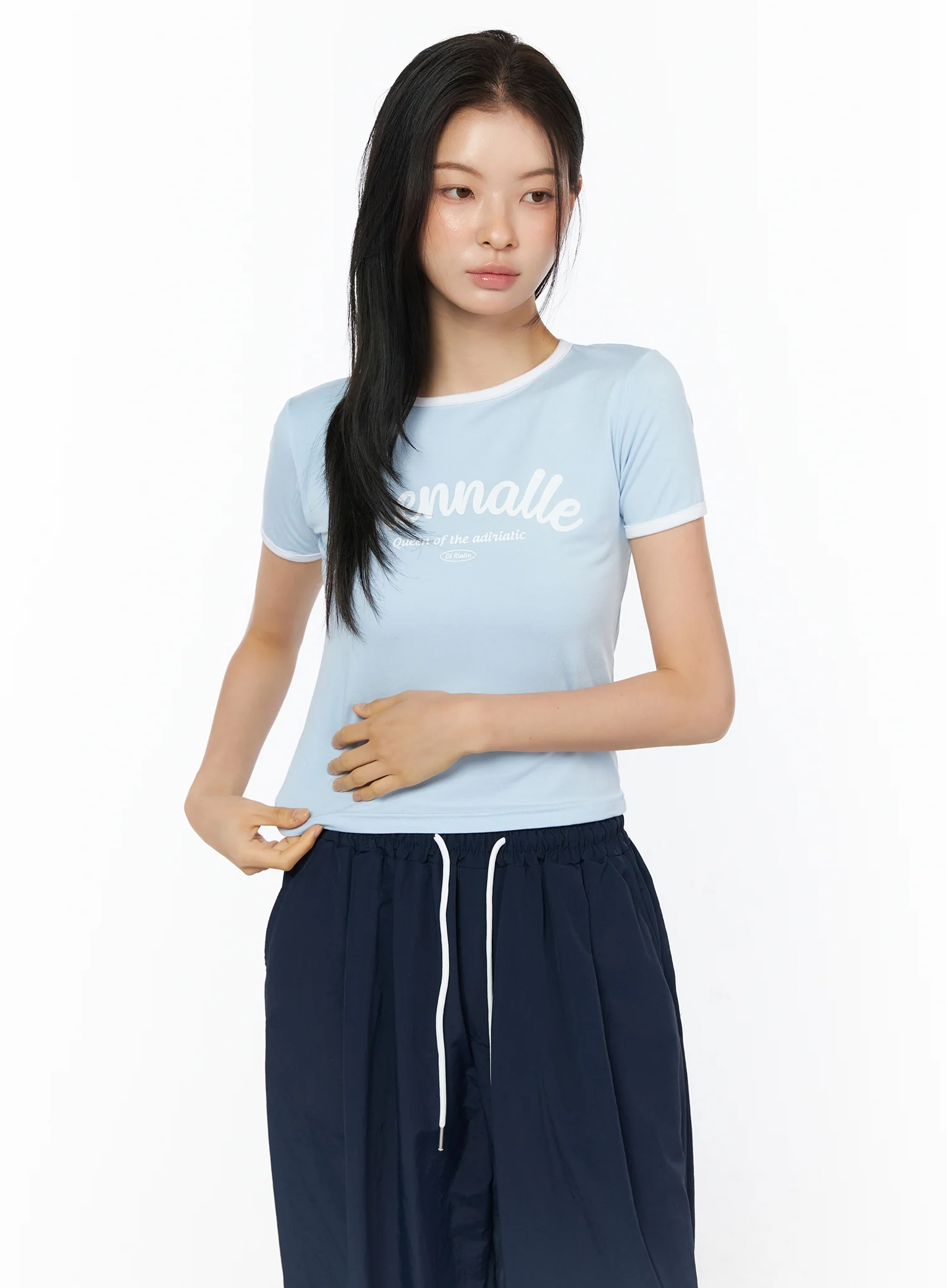 Graphic Ringer Crop Tee IU519 - Image 2