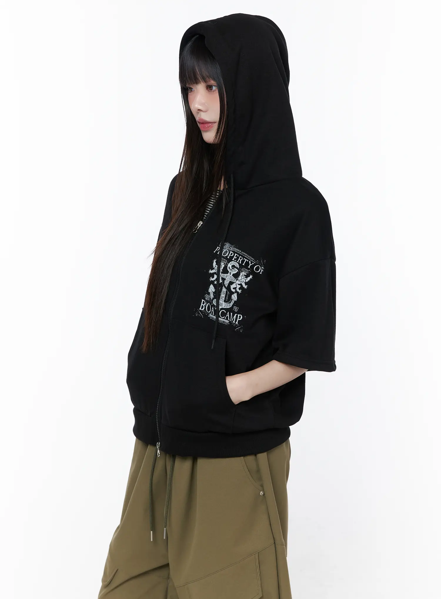 Graphic Short Sleeve Hoodie CU519 - Image 2