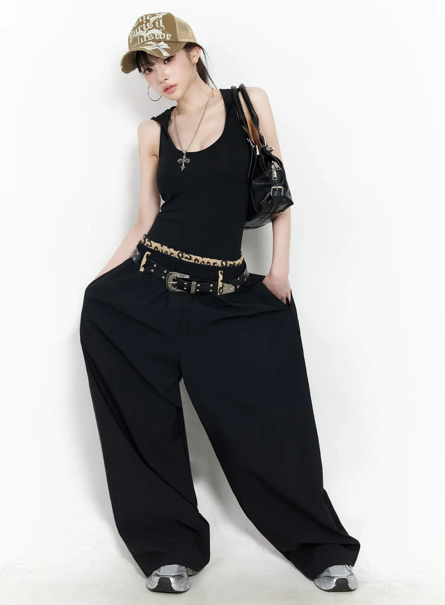 Graphic Trim Wide-Leg Pants IY511 - Image 2