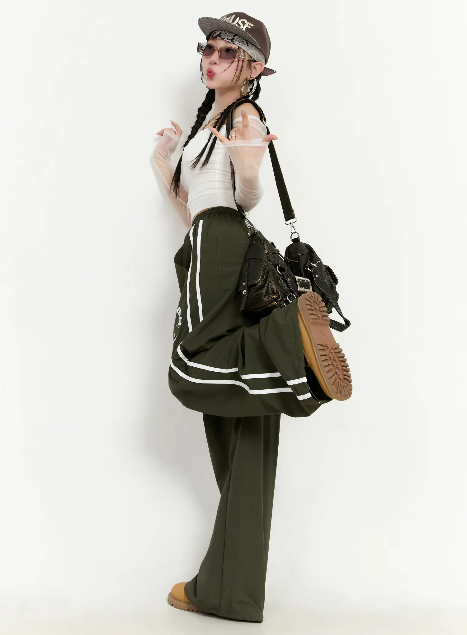 Graphic Wide Leg Track Pants CM511