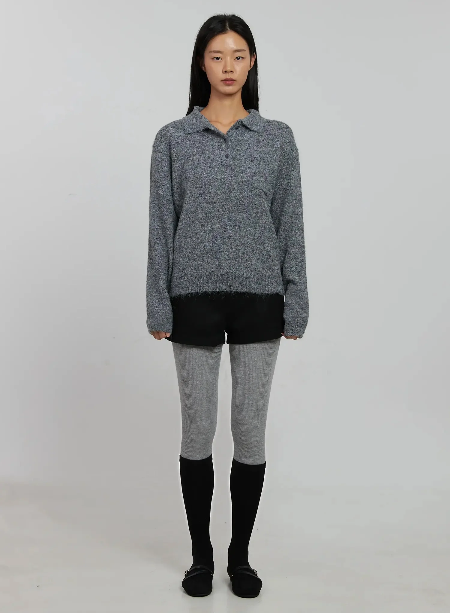 Half Button Collar Sweater IJ509 - Image 8
