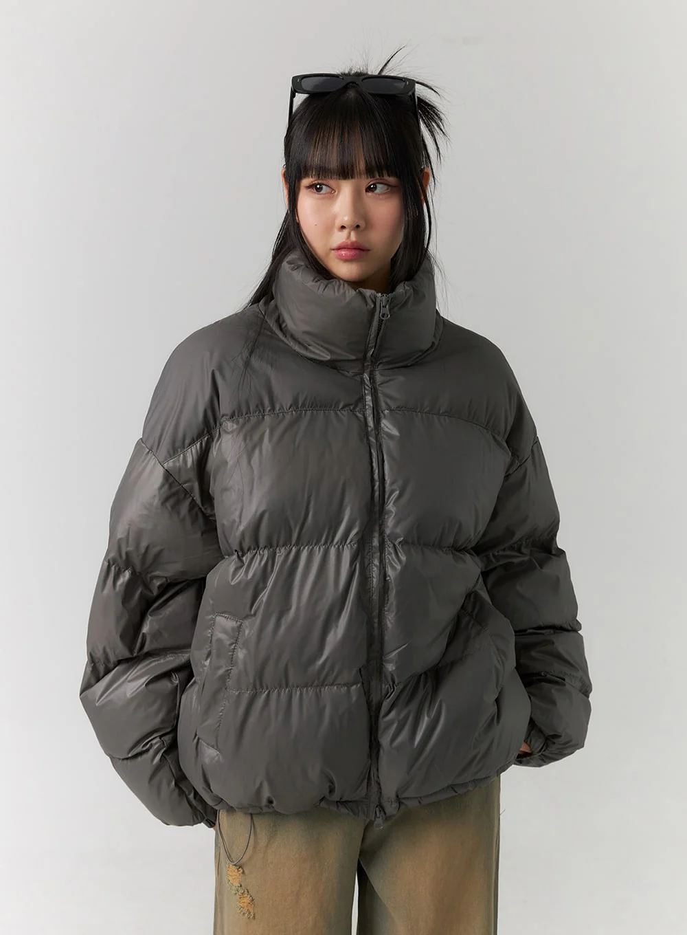 Half Neck Puffer Jacket (UNISEX) CD308 - Image 4