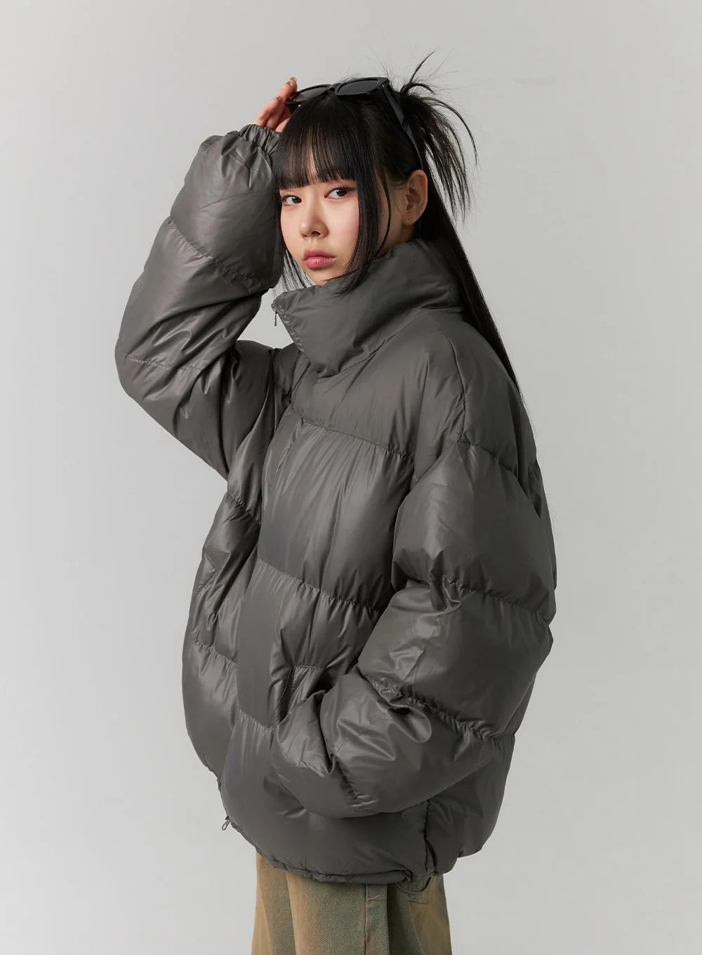 Half Neck Puffer Jacket (UNISEX) CD308 - Image 5