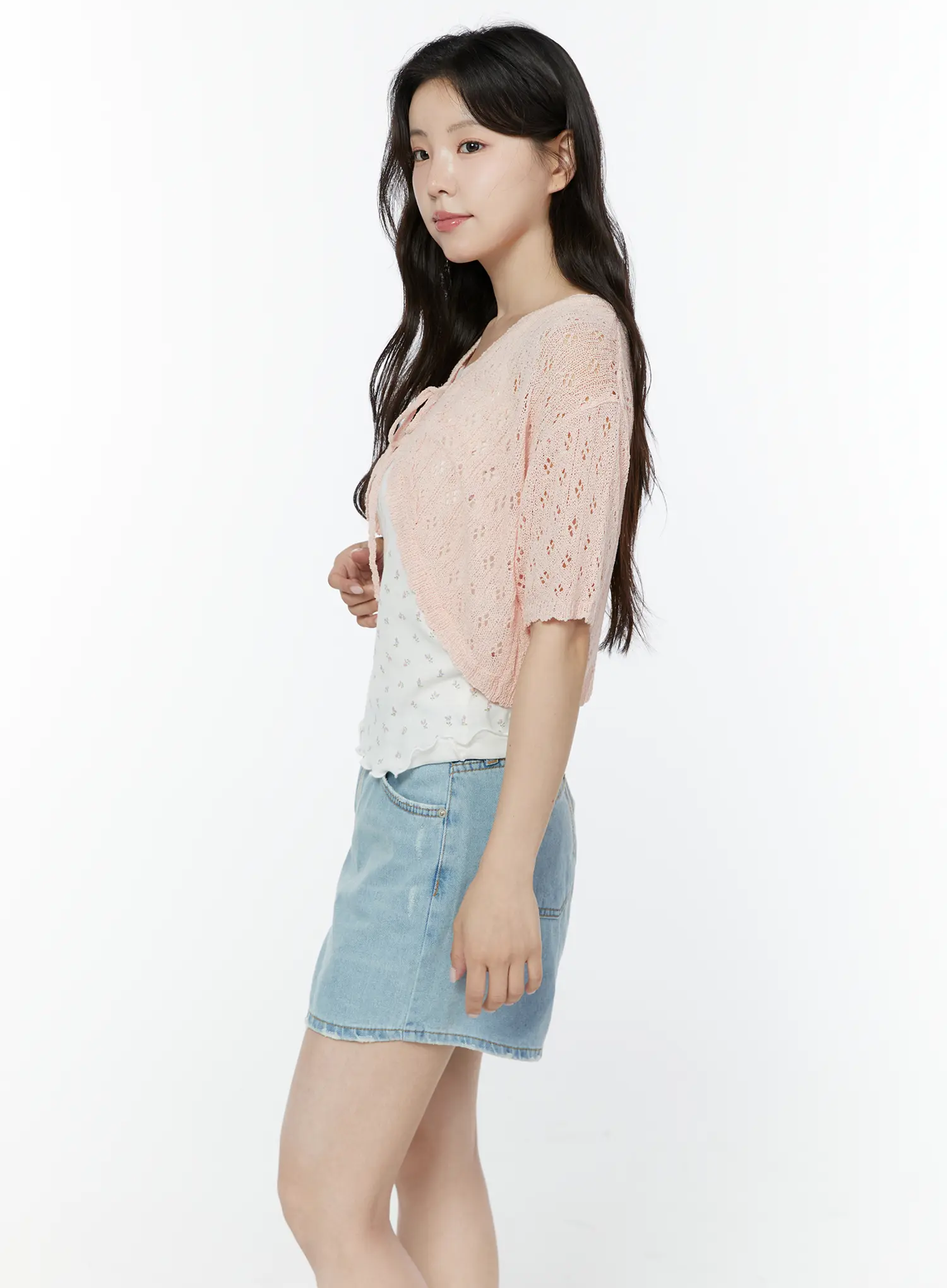 Half Sleeve Lace Knit Cardigan IY507 - Image 6