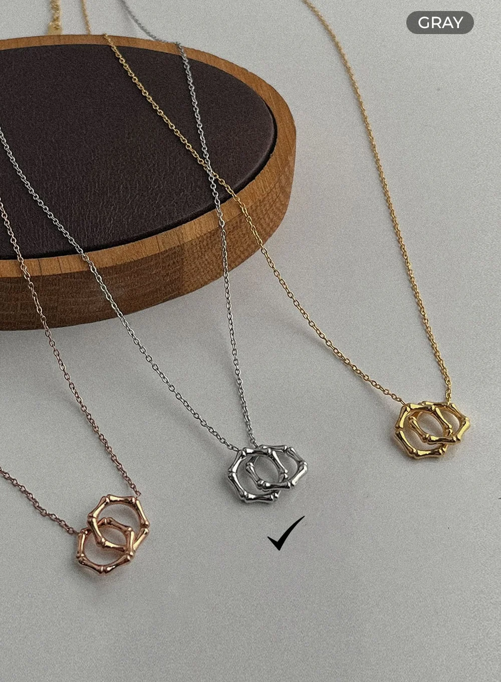 Half Two Ring Necklace IL405 - Image 4