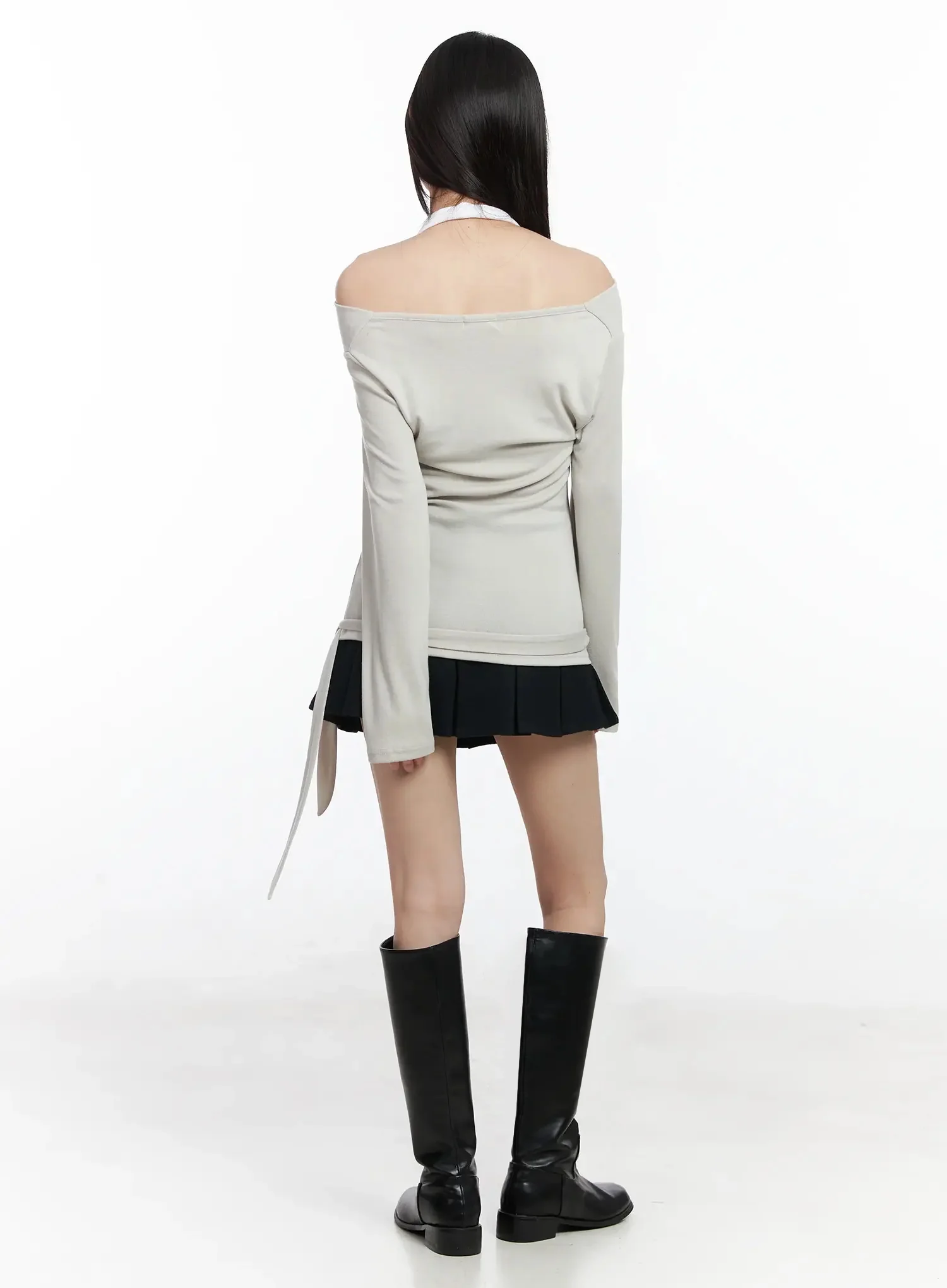 Halter Layered Off-Shoulder Long Sleeve F517 - Image 12