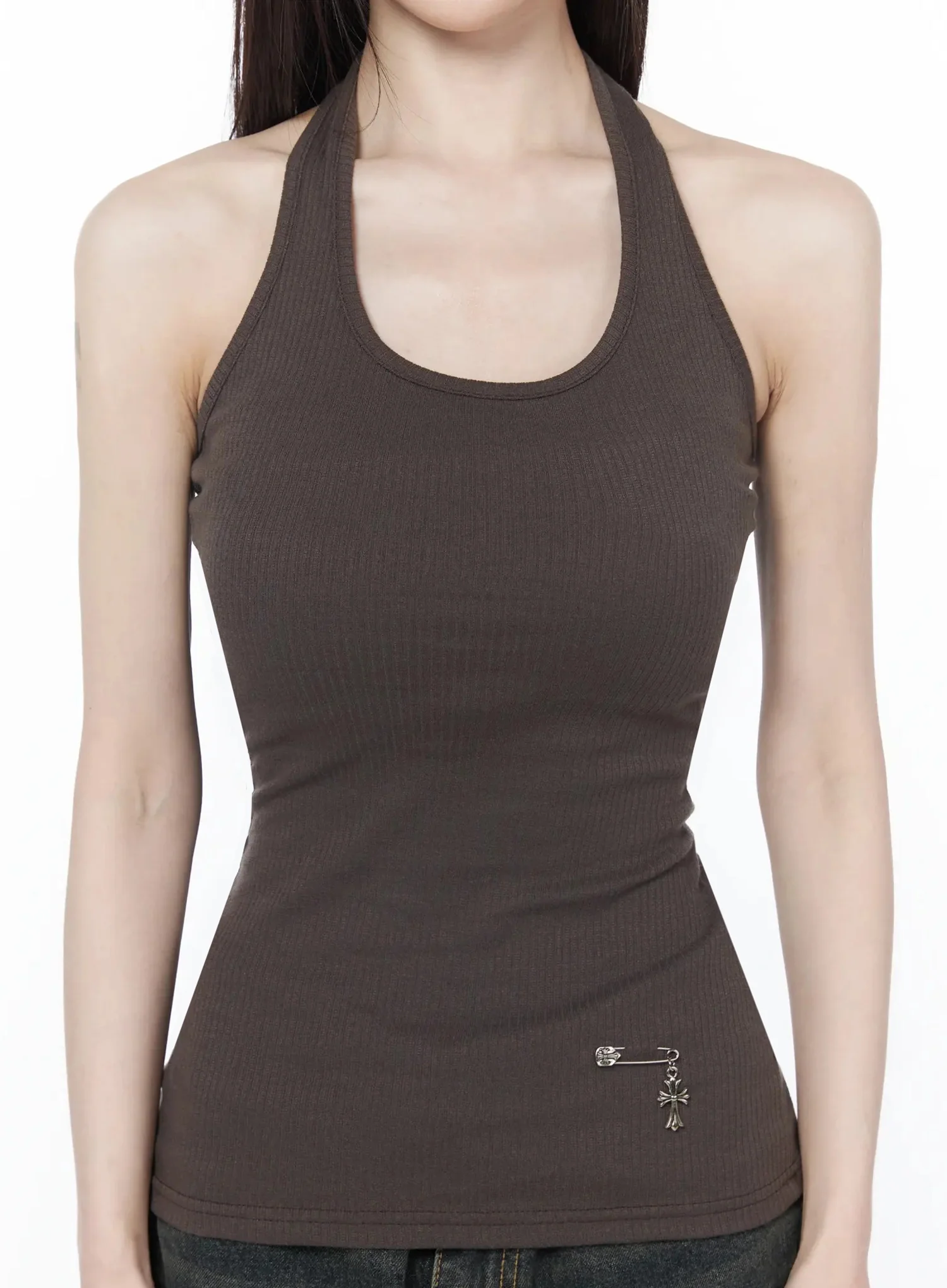 Halter Neck Ribbed Tank Top IU512 - Image 5