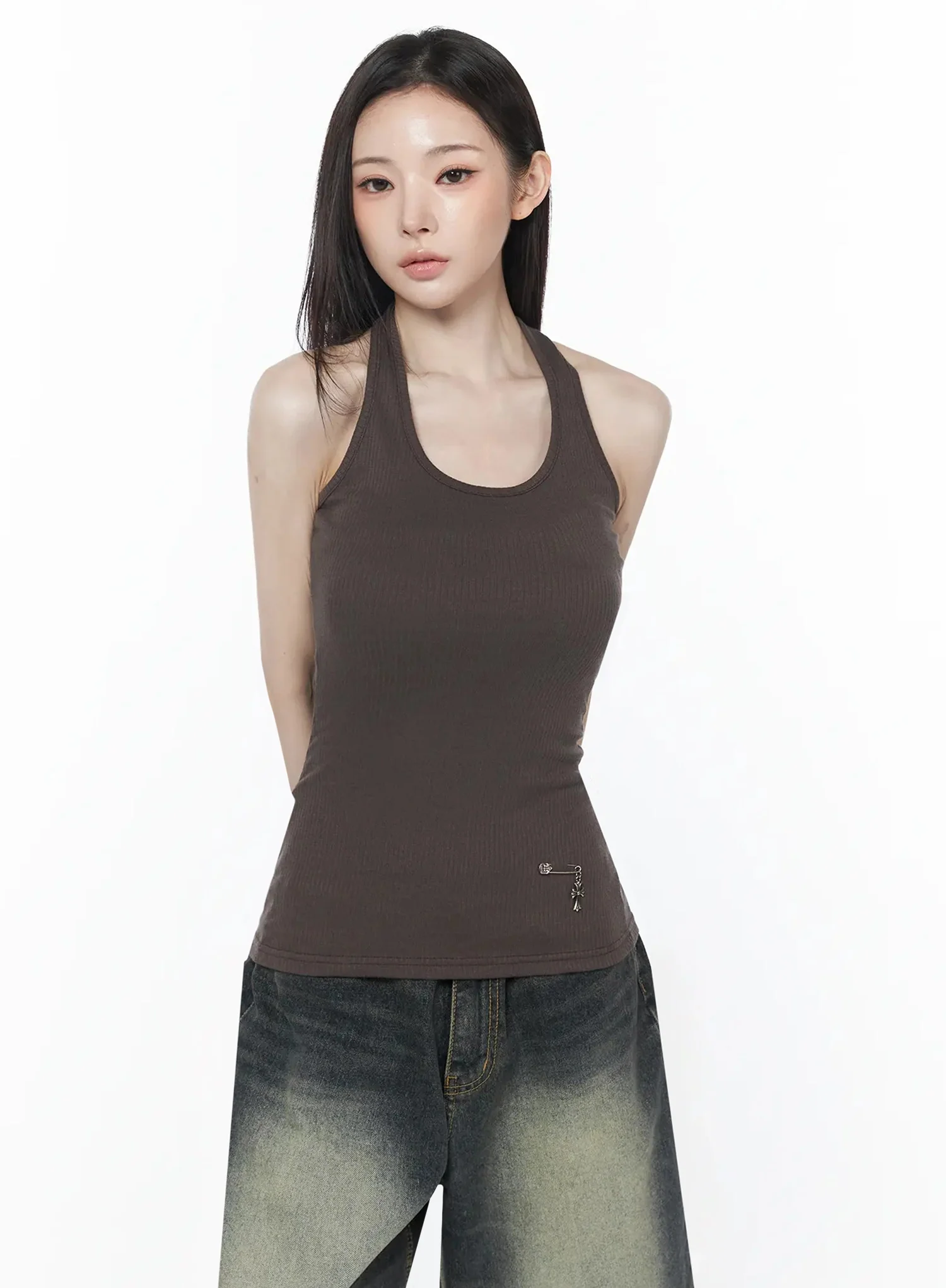 Halter Neck Ribbed Tank Top IU512 - Image 6