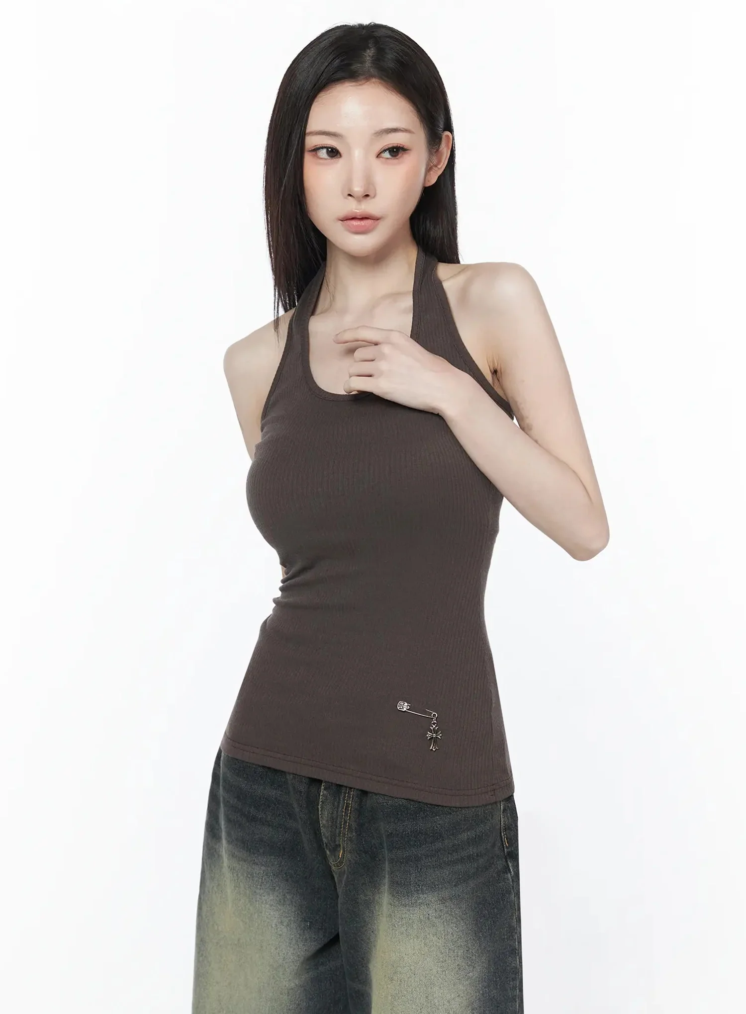 Halter Neck Ribbed Tank Top IU512 - Image 7