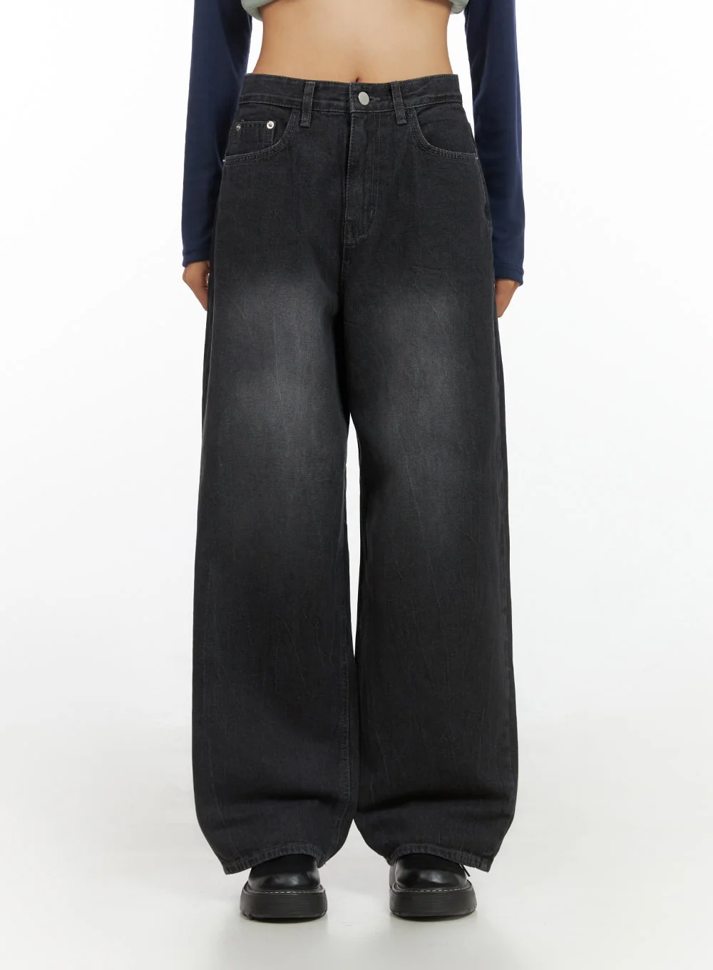 Haven Black-Washed Wide Jeans IS427 - Image 2