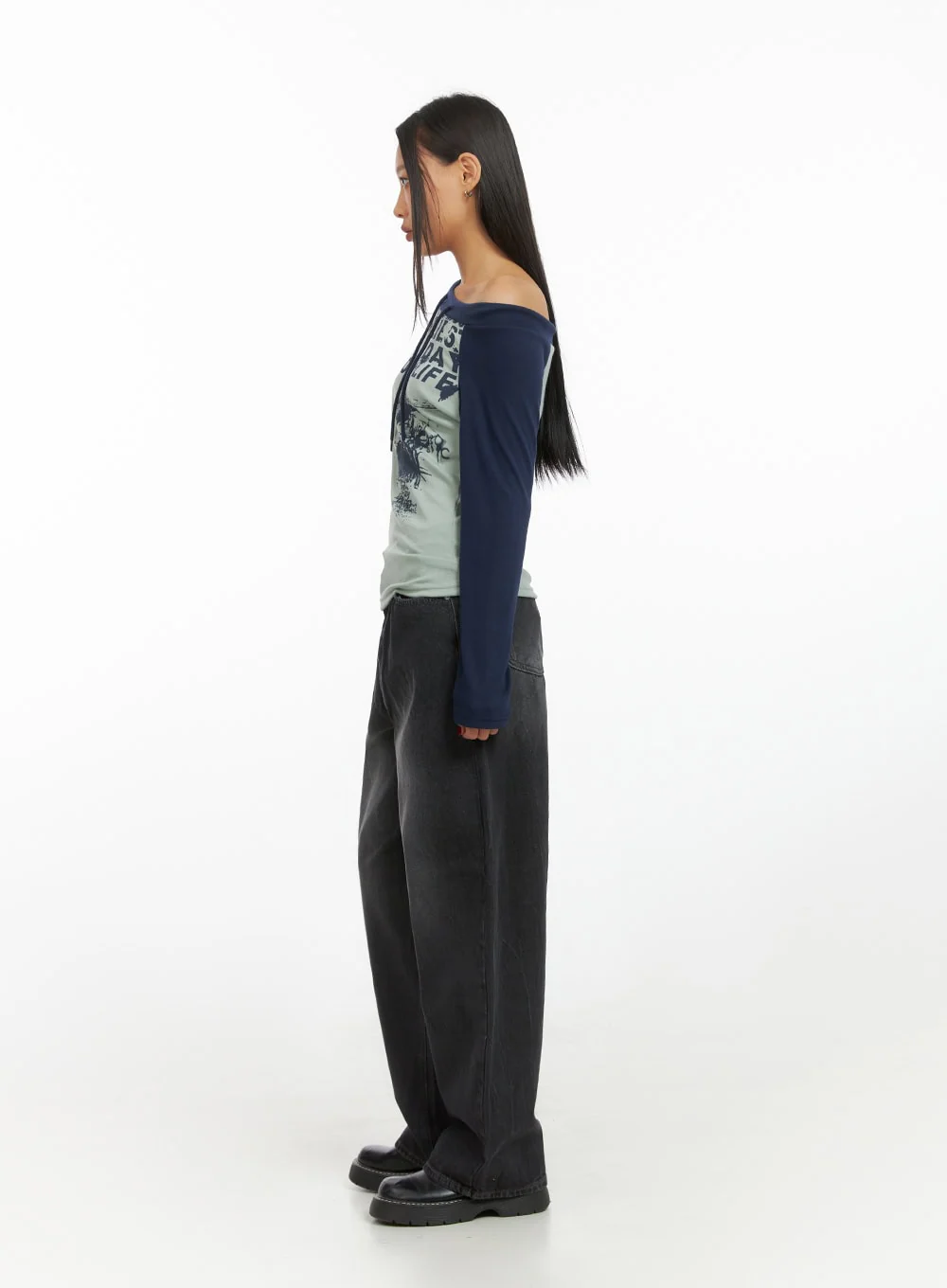Haven Black-Washed Wide Jeans IS427 - Image 6