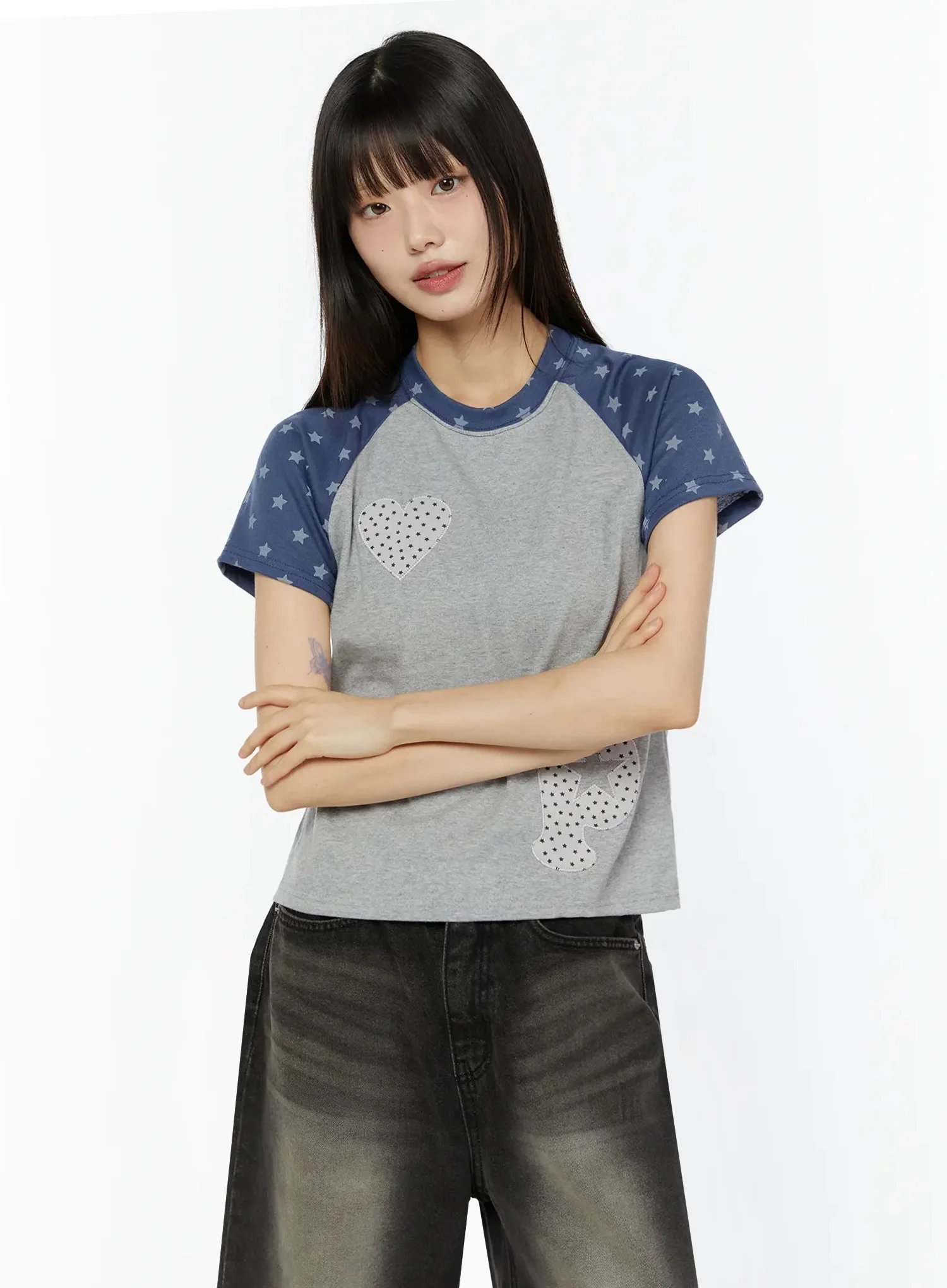 Heart Accent Casual T-Shirt IU518 - Image 11