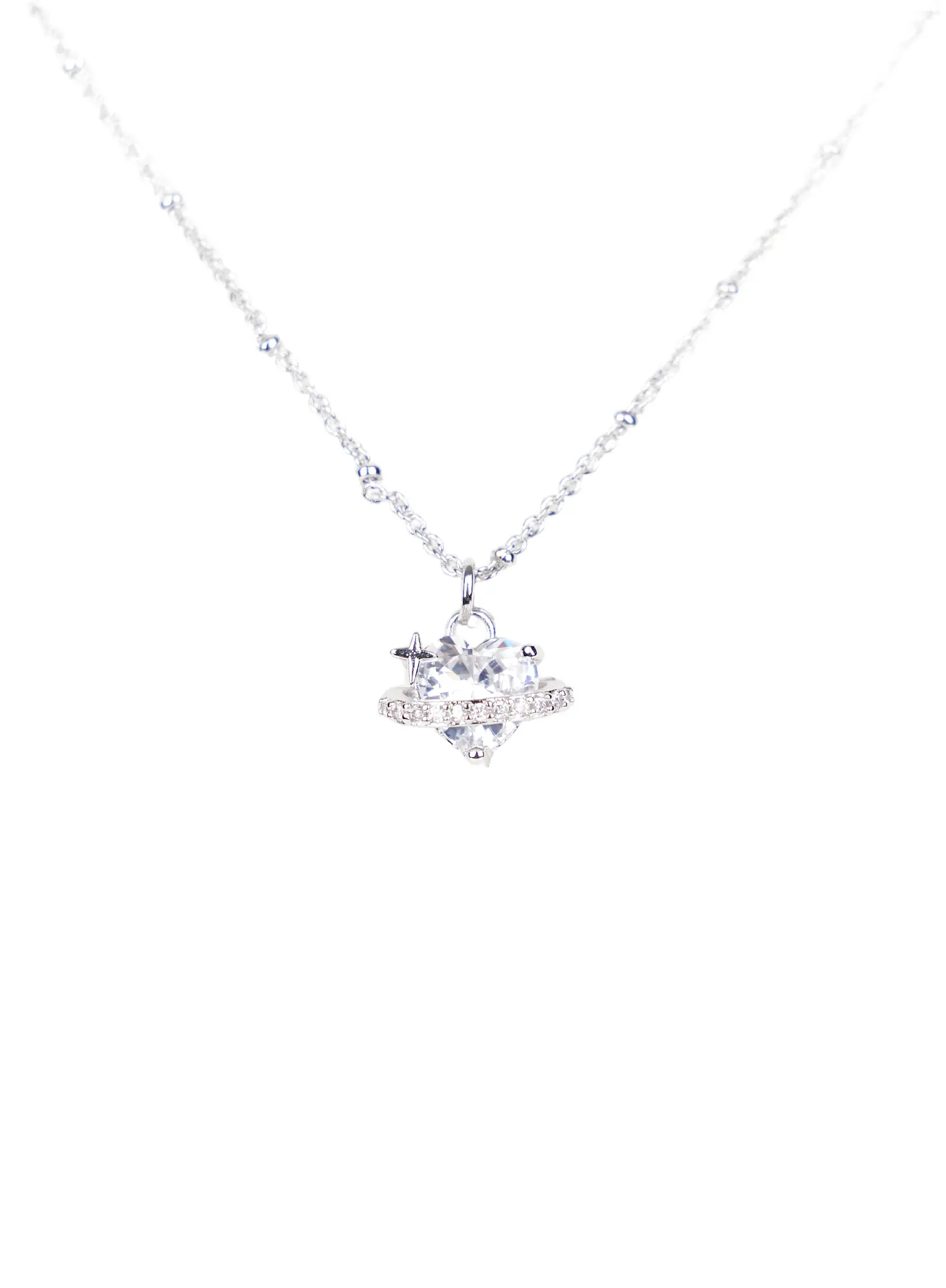 Heart Cubic Ring Necklace CA527 - Image 4