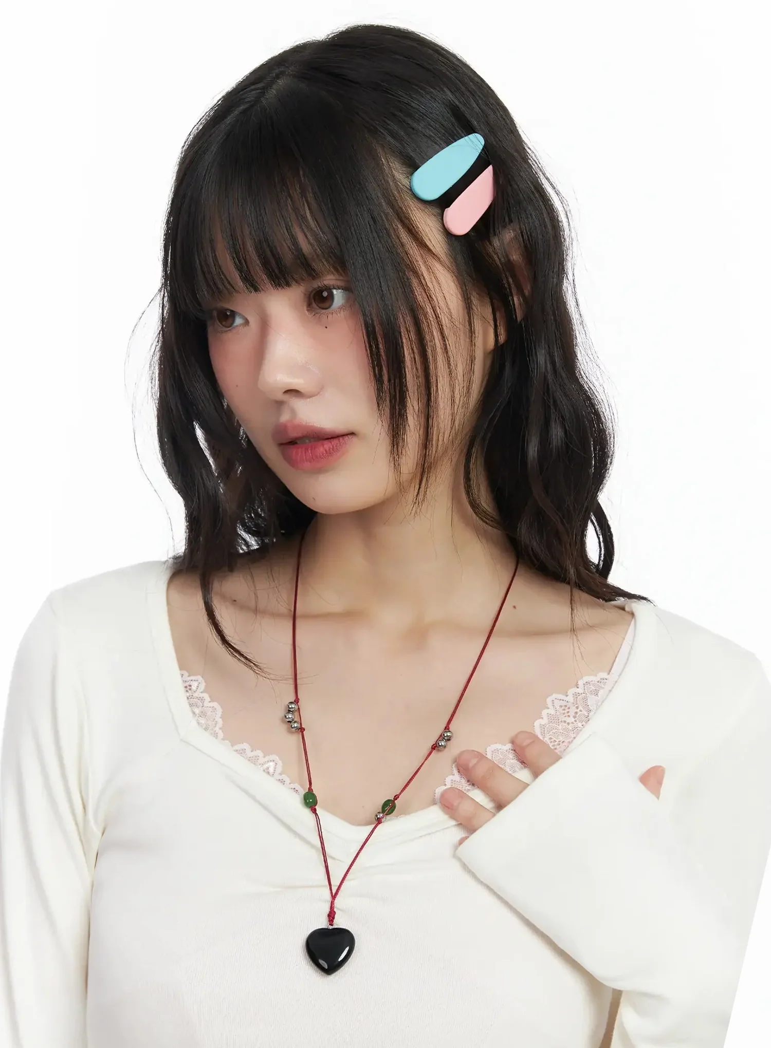 Heart Gemstone Pendant Necklace F516 - Image 2