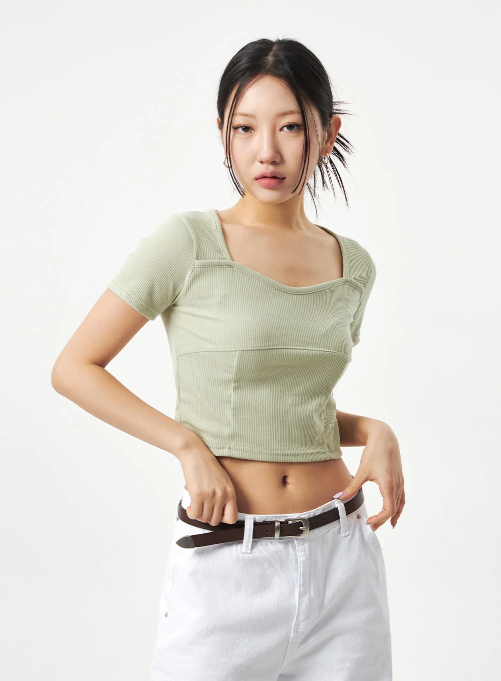 Heart Neck Cropped Tee CA320 - Image 15