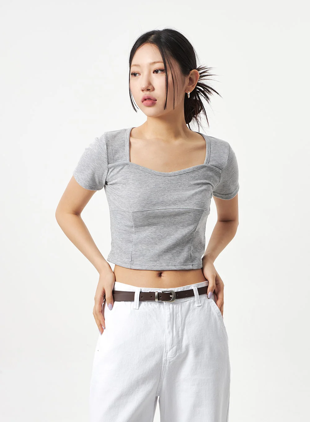 Heart Neck Cropped Tee CA320 - Image 20