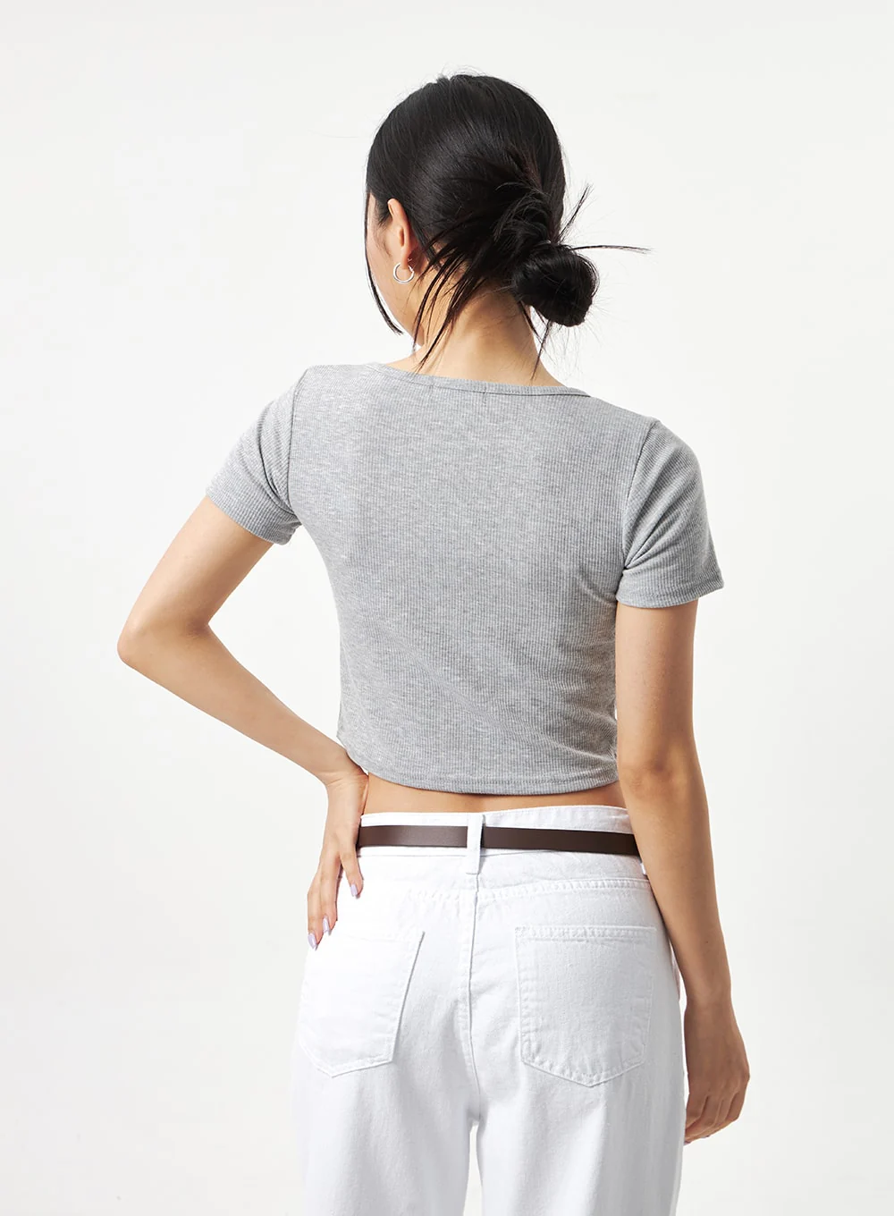 Heart Neck Cropped Tee CA320 - Image 21