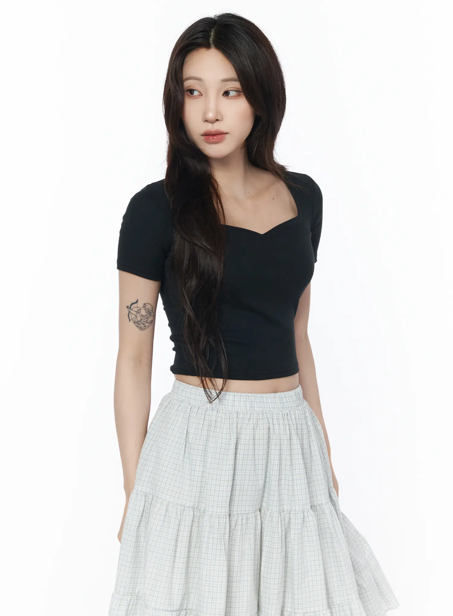 Heart Neck Cropped Tee CU510 - Image 10