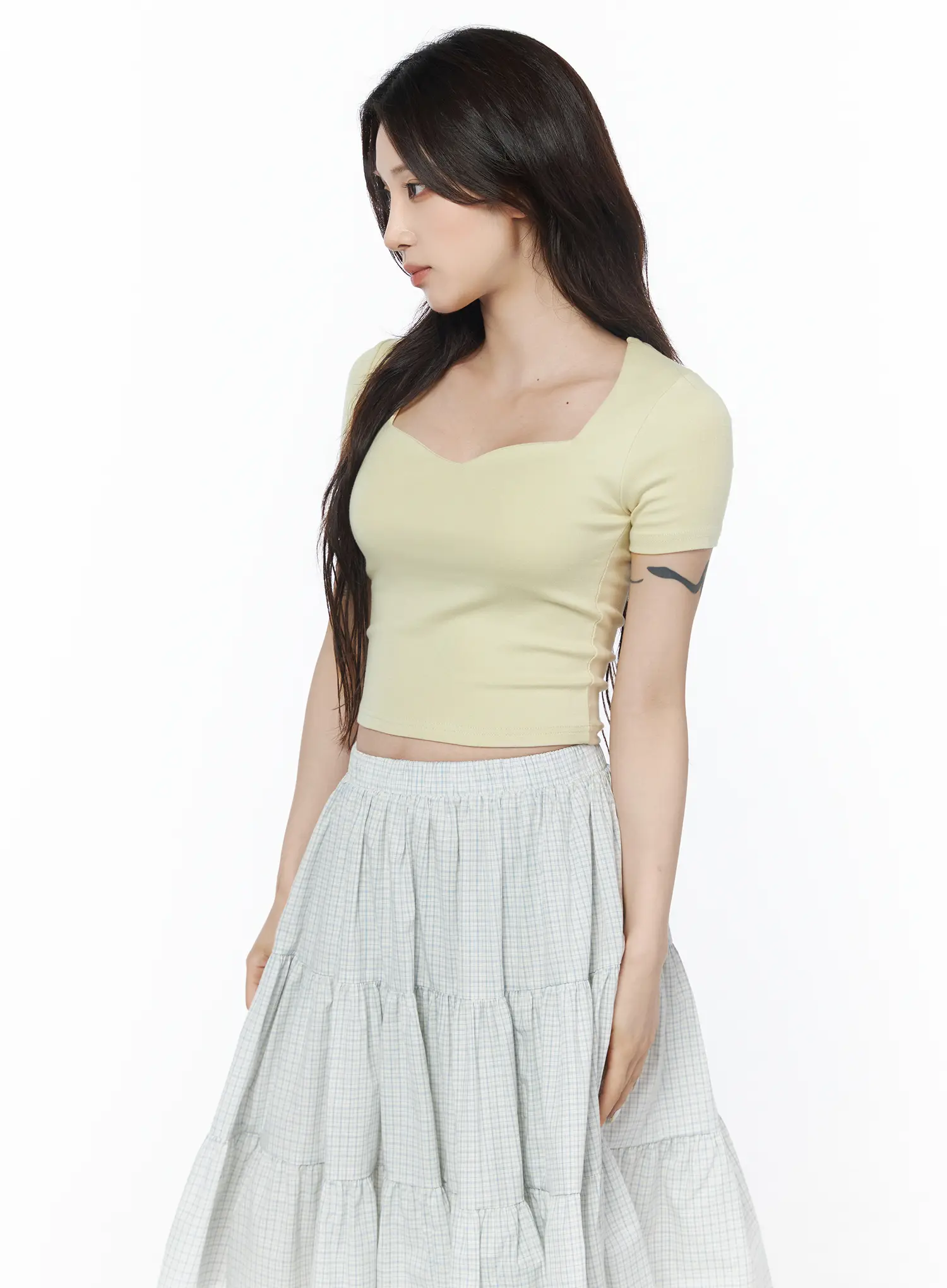 Heart Neck Cropped Tee CU510 - Image 6