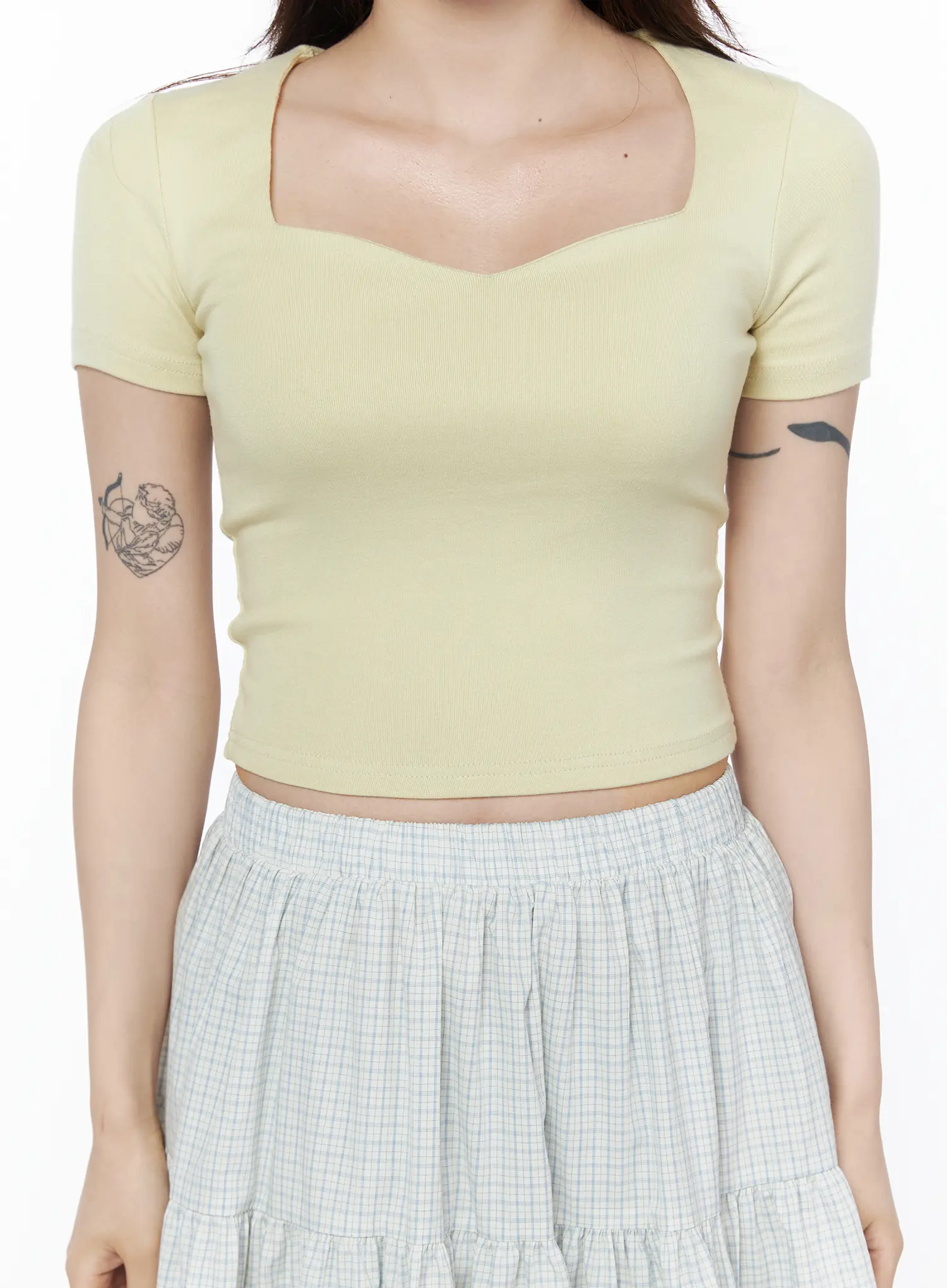 Heart Neck Cropped Tee CU510 - Image 8