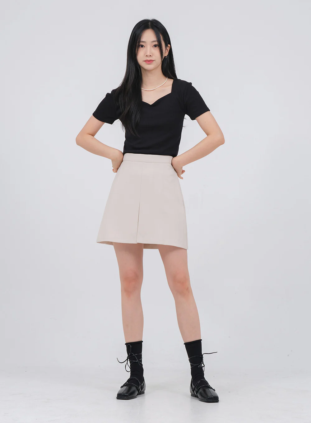 Heart Neck Short Sleeve T Shirt U1502 - Image 2