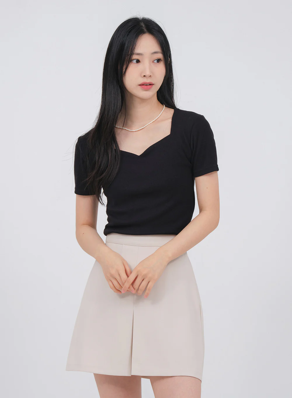 Heart Neck Short Sleeve T Shirt U1502 - Image 3