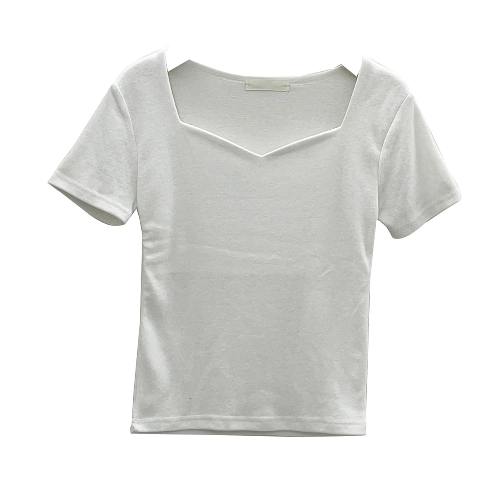 Heart Neck Short Sleeve T Shirt U1502 - Image 6