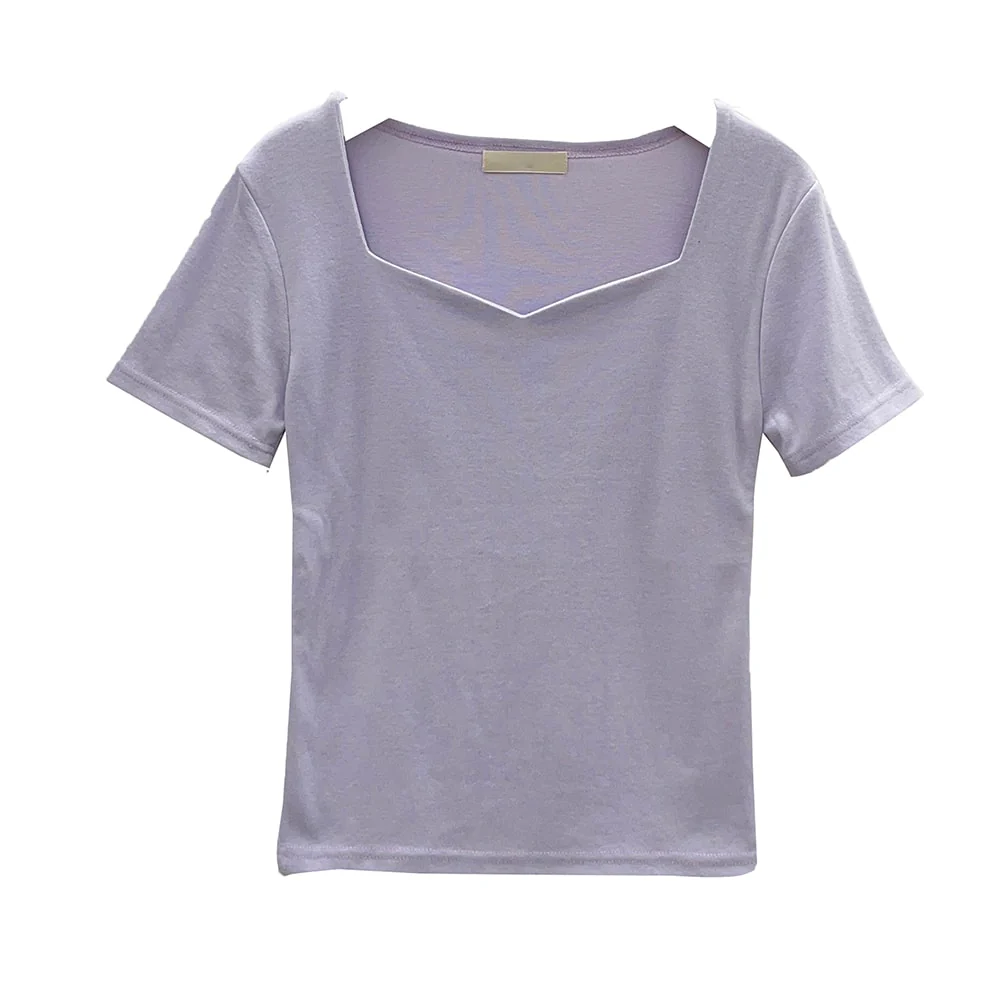 Heart Neck Short Sleeve T Shirt U1502 - Image 8