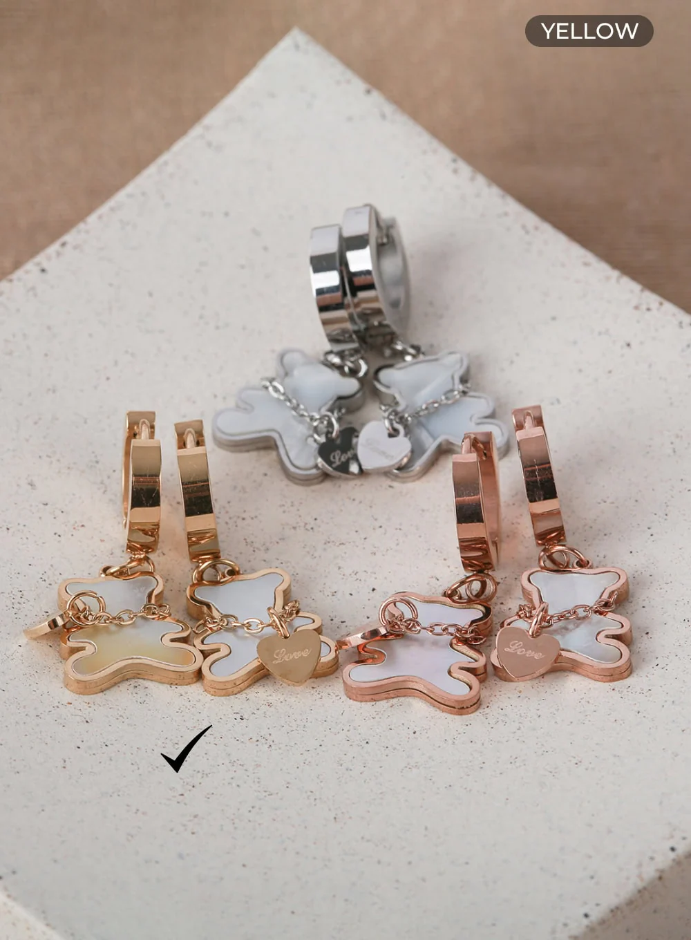 Heart Necklace Bear Ring Earrings IL404 - Image 5