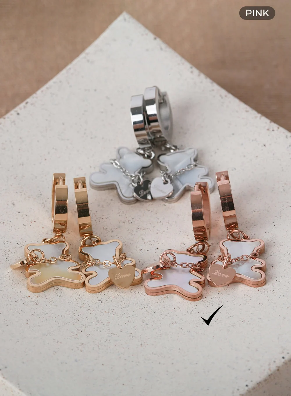 Heart Necklace Bear Ring Earrings IL404 - Image 6