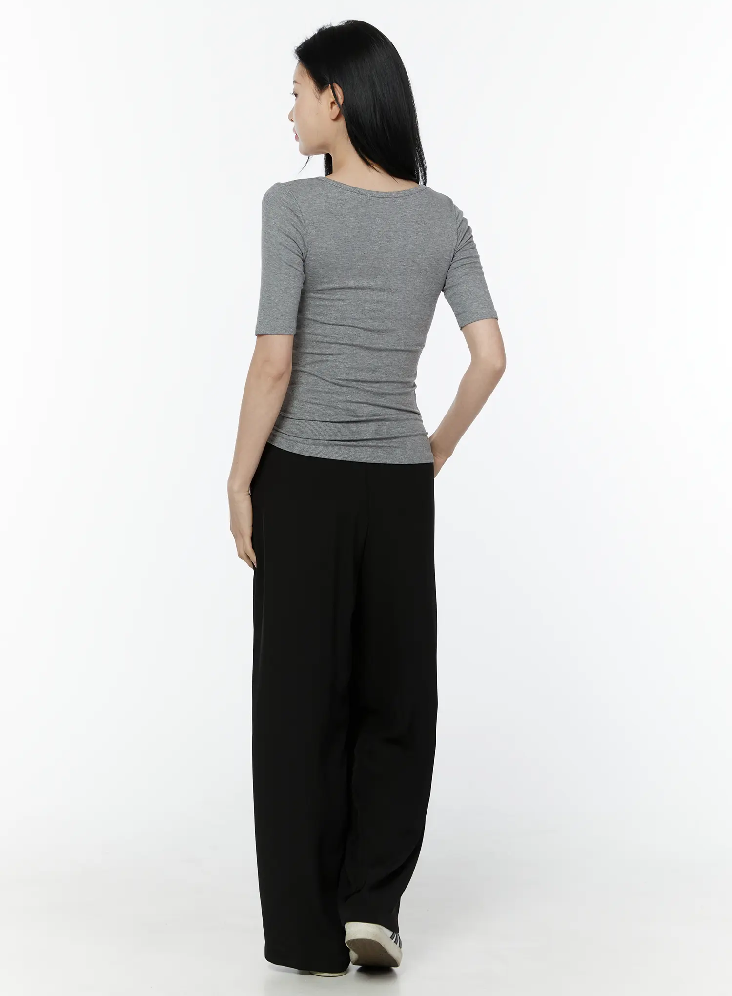 Henley Neck 3/4 Sleeve Top IU503 - Image 5