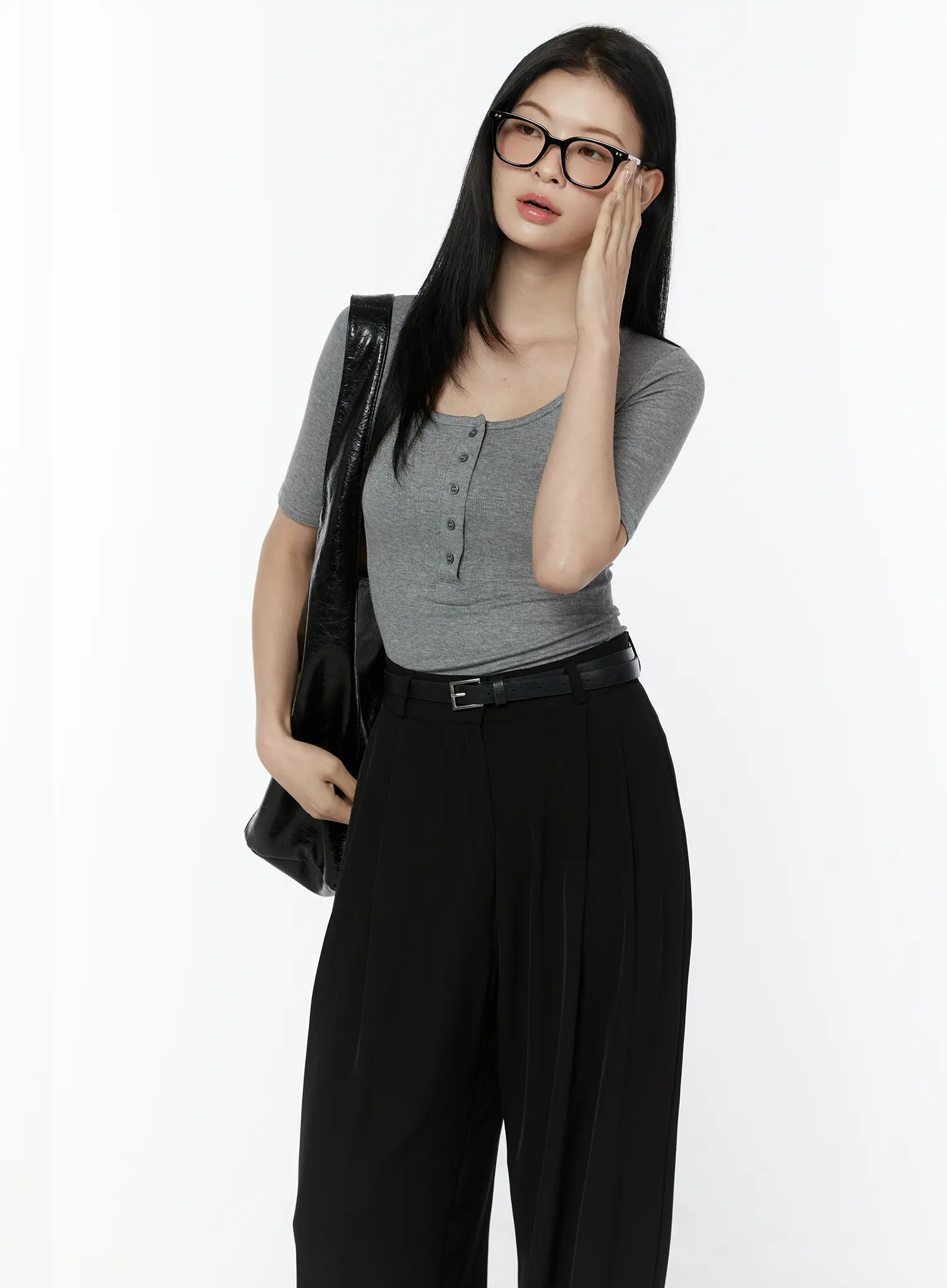 Henley Neck 3/4 Sleeve Top IU503 - Image 6