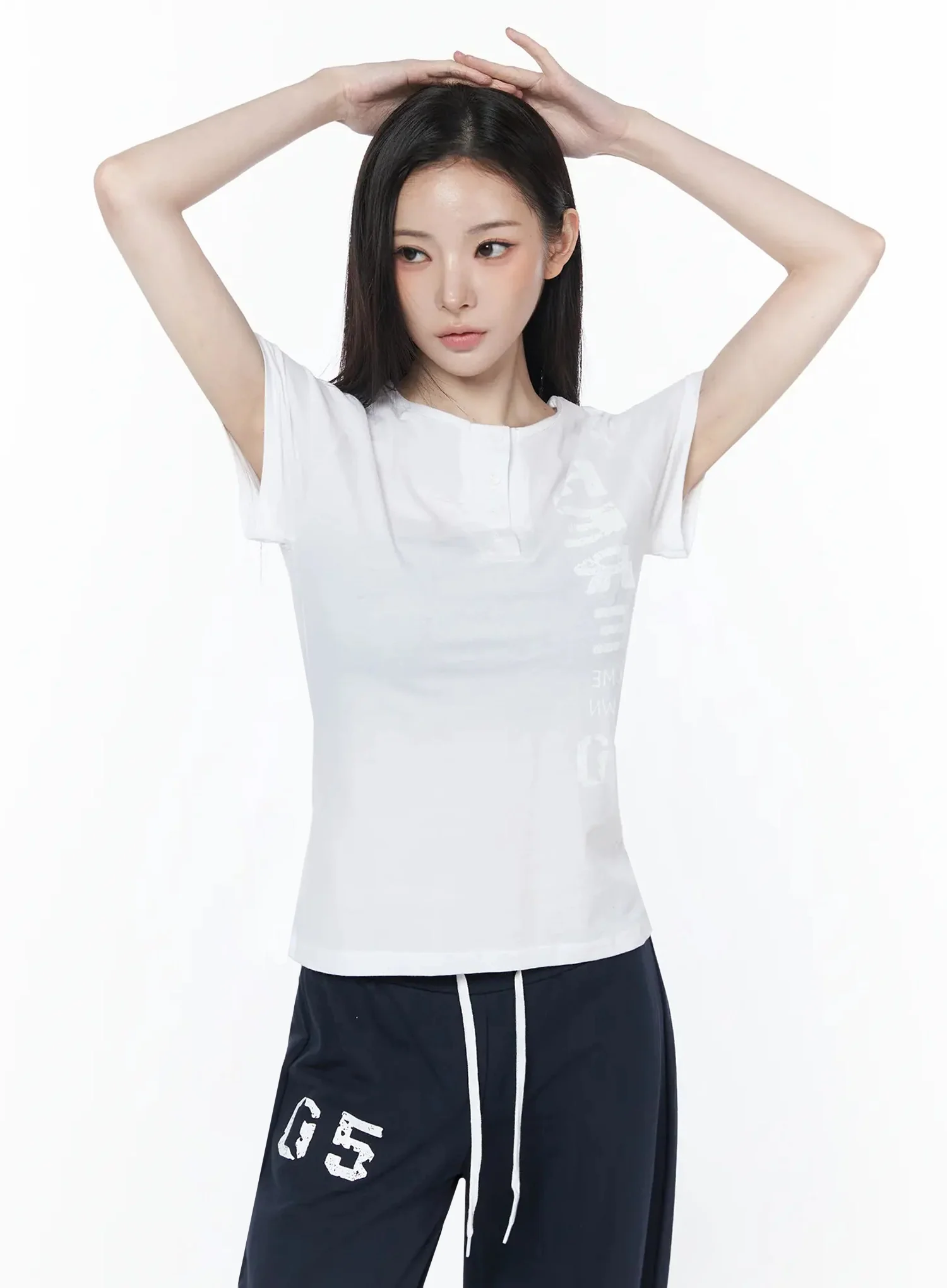 Henley Neck Graphic Tee IU512 - Image 2