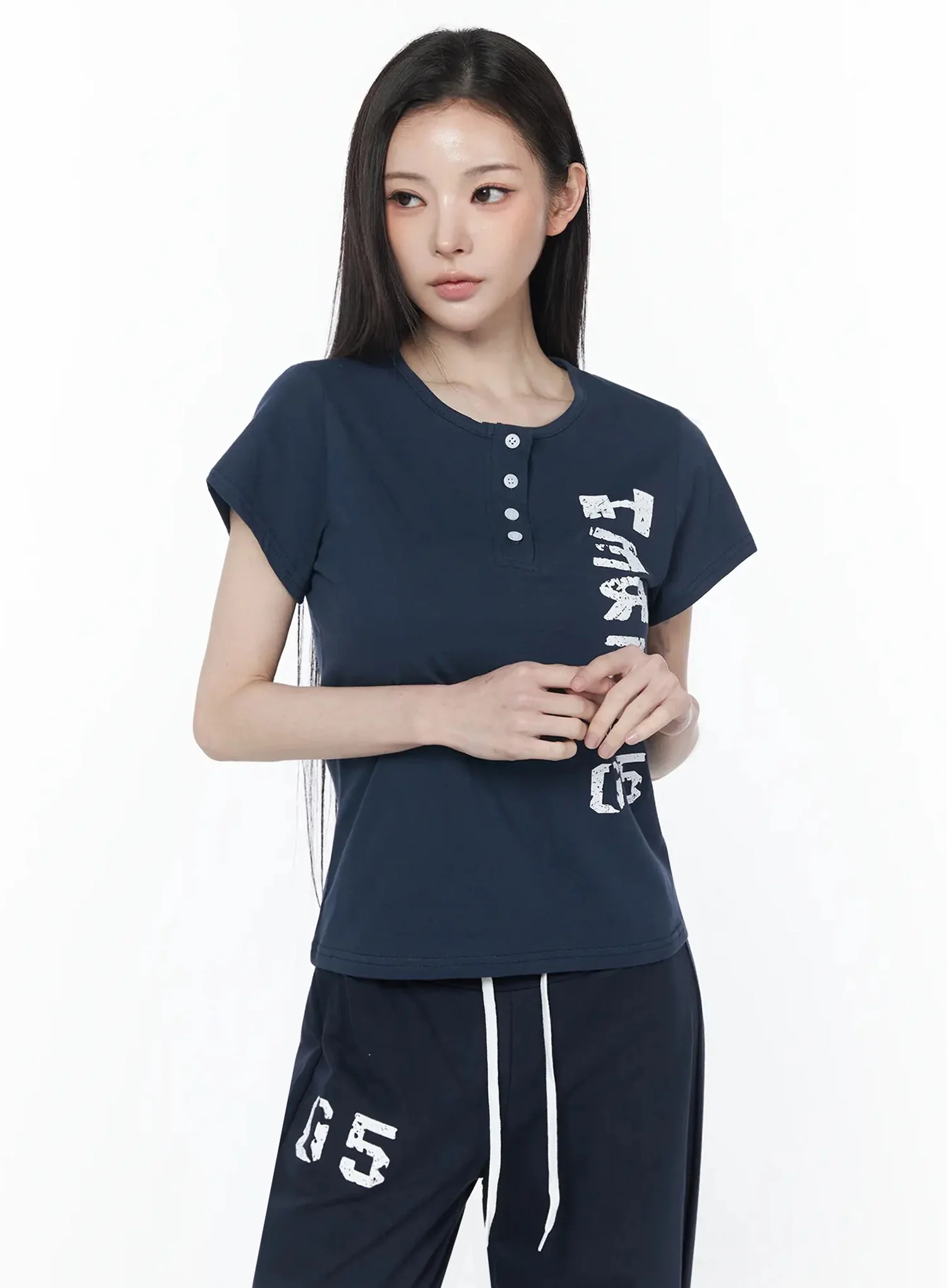 Henley Neck Graphic Tee IU512 - Image 7