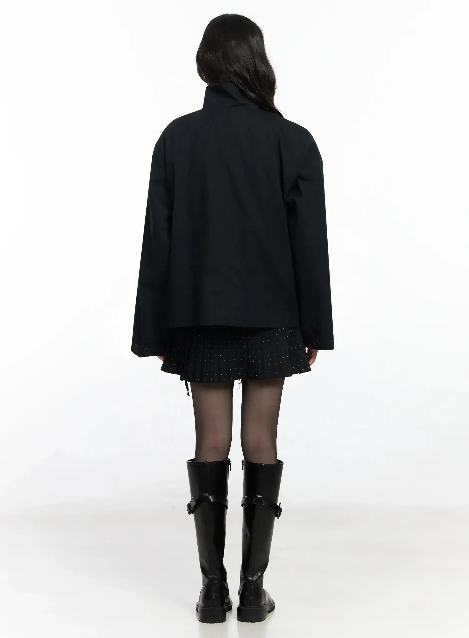 High Neck Short Trench Coat F517 - Image 12
