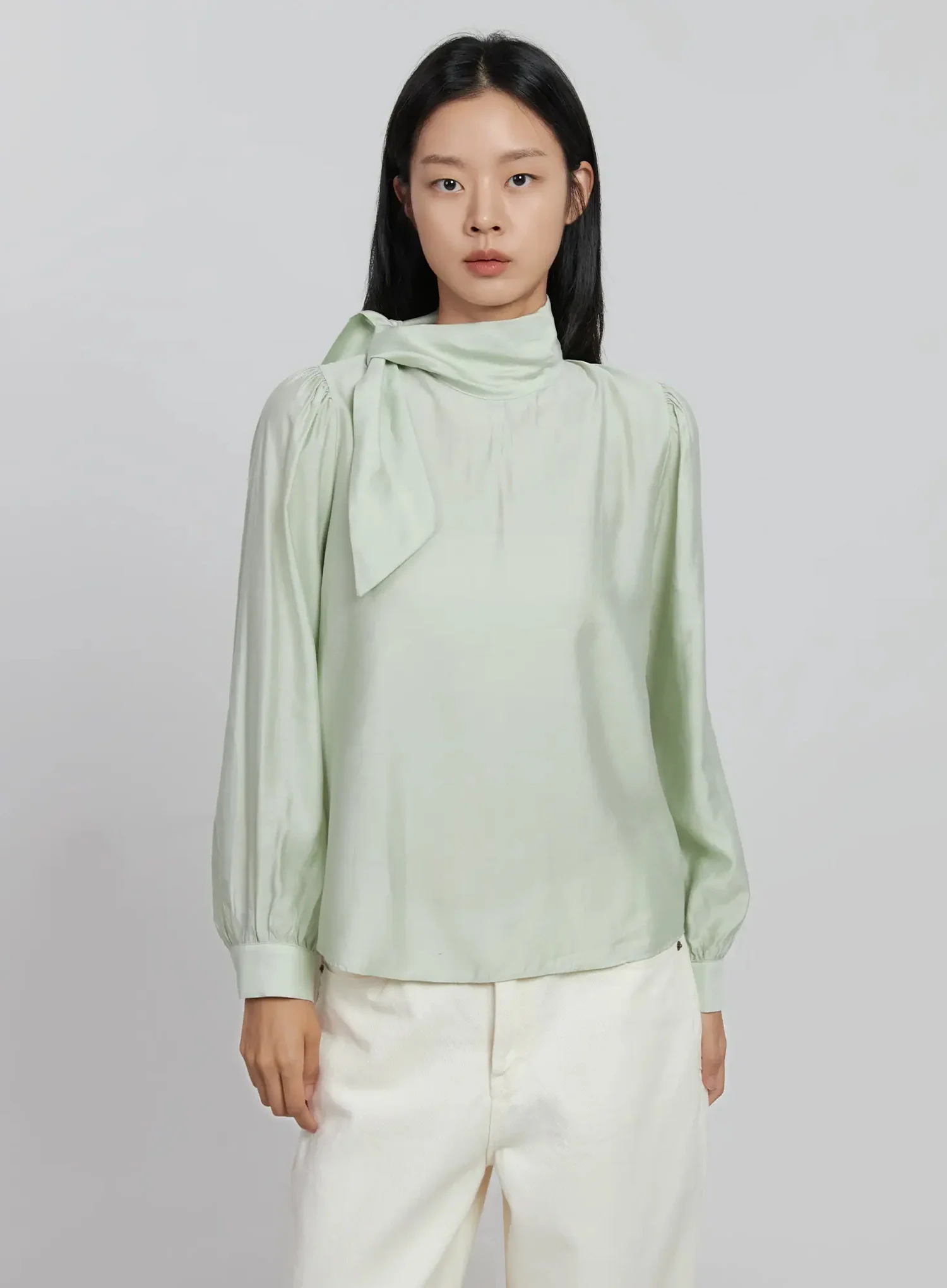 High Neck Tie Blouse ID504 - Image 16